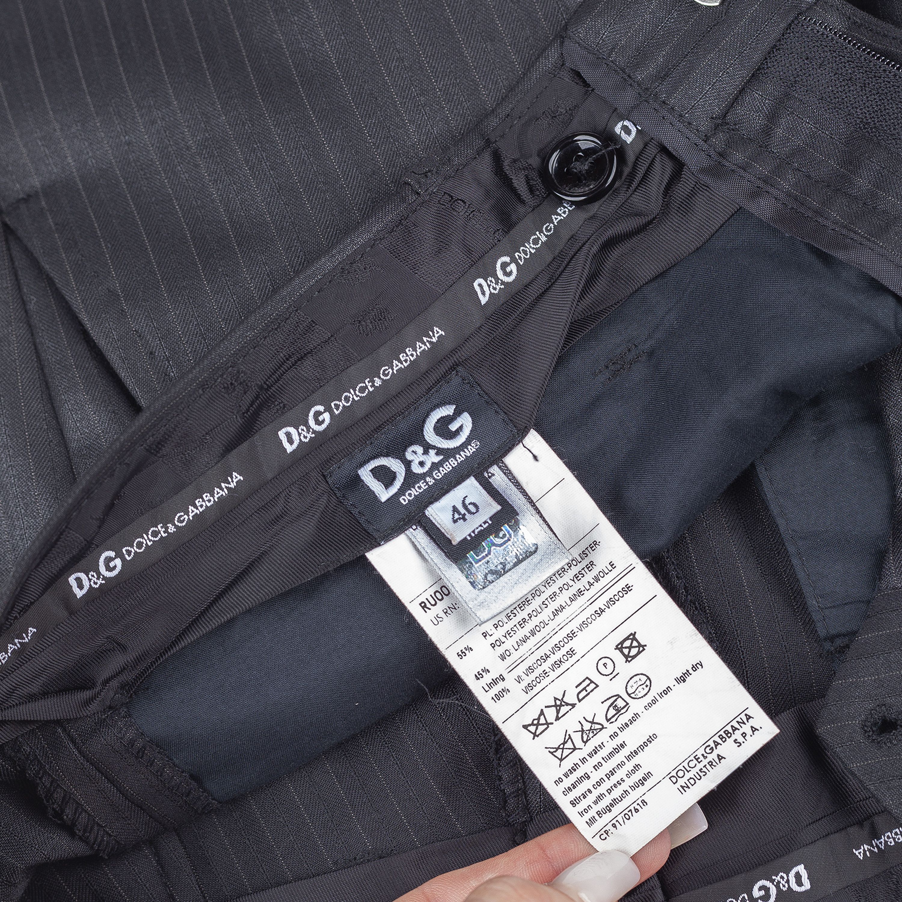 Dolce & Gabbana Dolce & Gabbana Men’s Dark Gray Pinstripe Suit Set Size 46R - 12 Thumbnail