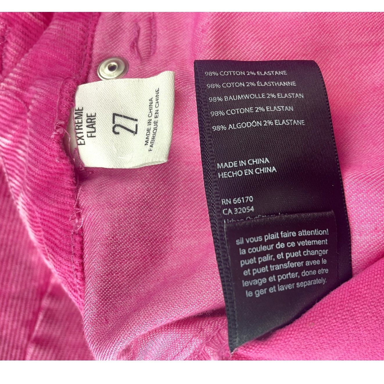 Bdg Low Rise Barbie Pink Corduroy Pants Womens (27) Flare Size 27" / US 4 / IT 40 - 8 Thumbnail