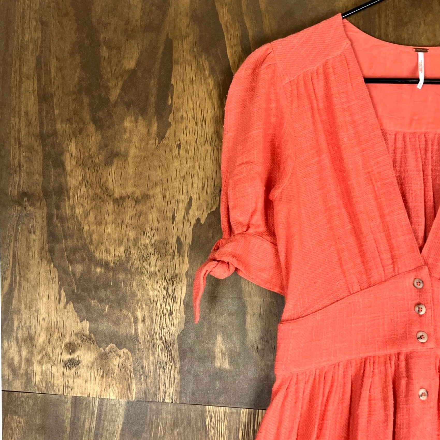 Free People Free People Dress Coral Daze Love Of My Life Button Down Midi Cotton XS Womens Dress Shirt? Size XS / US 0-2 / IT 36-38 - 5 Thumbnail