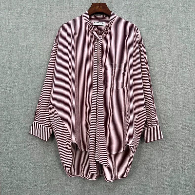 Balenciaga size 40 Oversize back logo ribbon striped shirt
