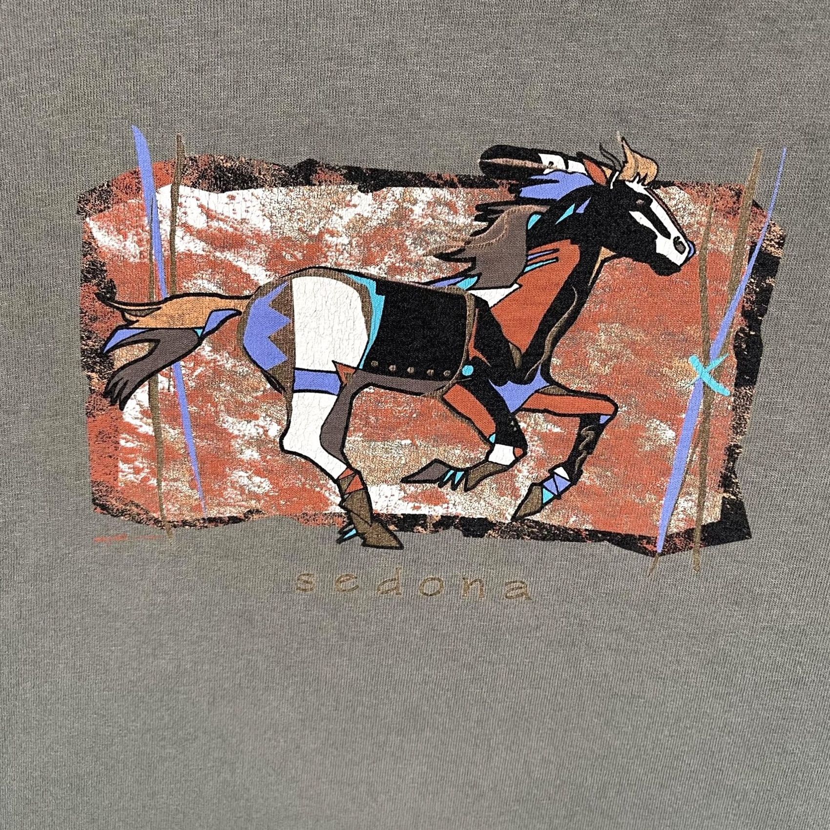 AAA Alstyle Apparel Shirt Mens M Green Sedona Horse Graphic Tribal Vintage Size US M / EU 48-50 / 2 - 3 Thumbnail