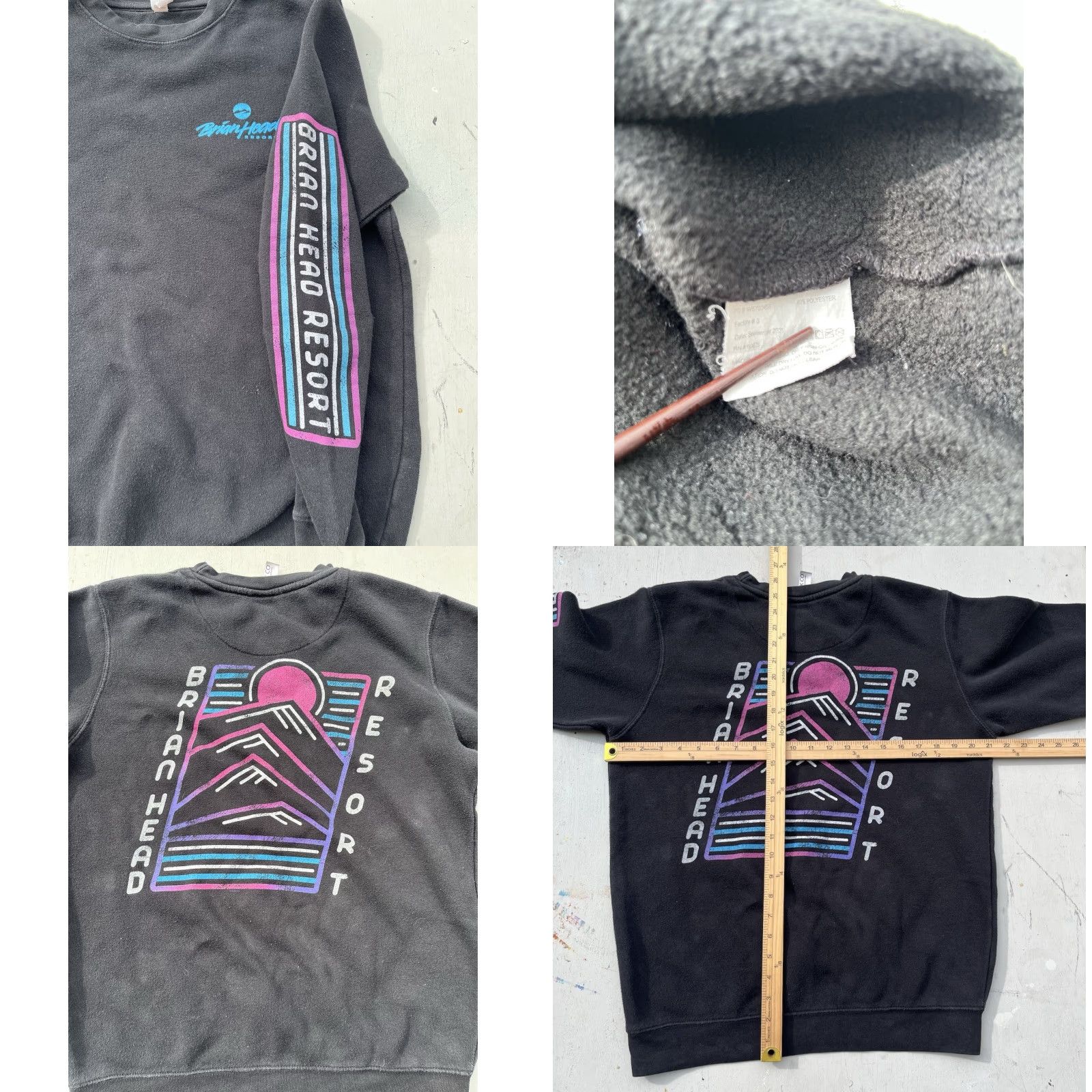 Vintage Duck Co. Men's Sweatshirt Black Brian Head Resort Ski Utah Epic Spell-Out M Size US M / EU 48-50 / 2 - 8 Thumbnail