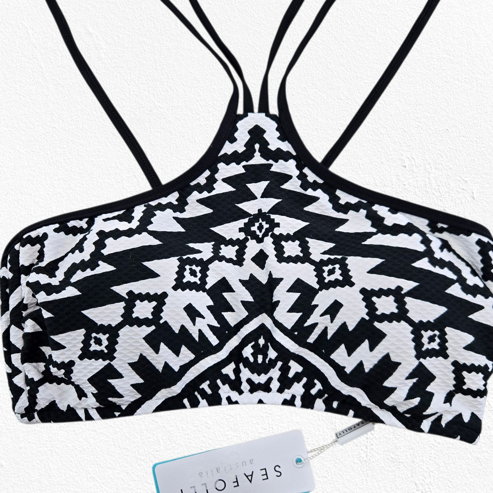 Other Black White Tribal Aztec Print Strappy Bikini Top Size 8 Size ONE SIZE - 2 Thumbnail
