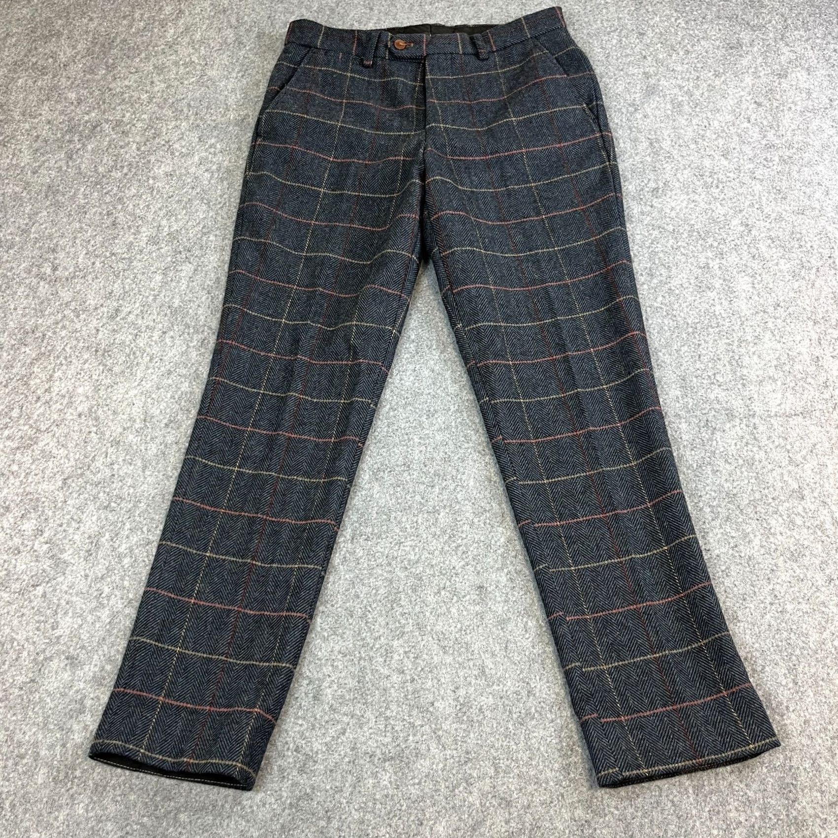 Vintage Marc Darcy Mens Wool Dress Trousers Pants Tapered 30 Grey Check Plaid Formal Size US 30 / EU 46 - 2 Thumbnail