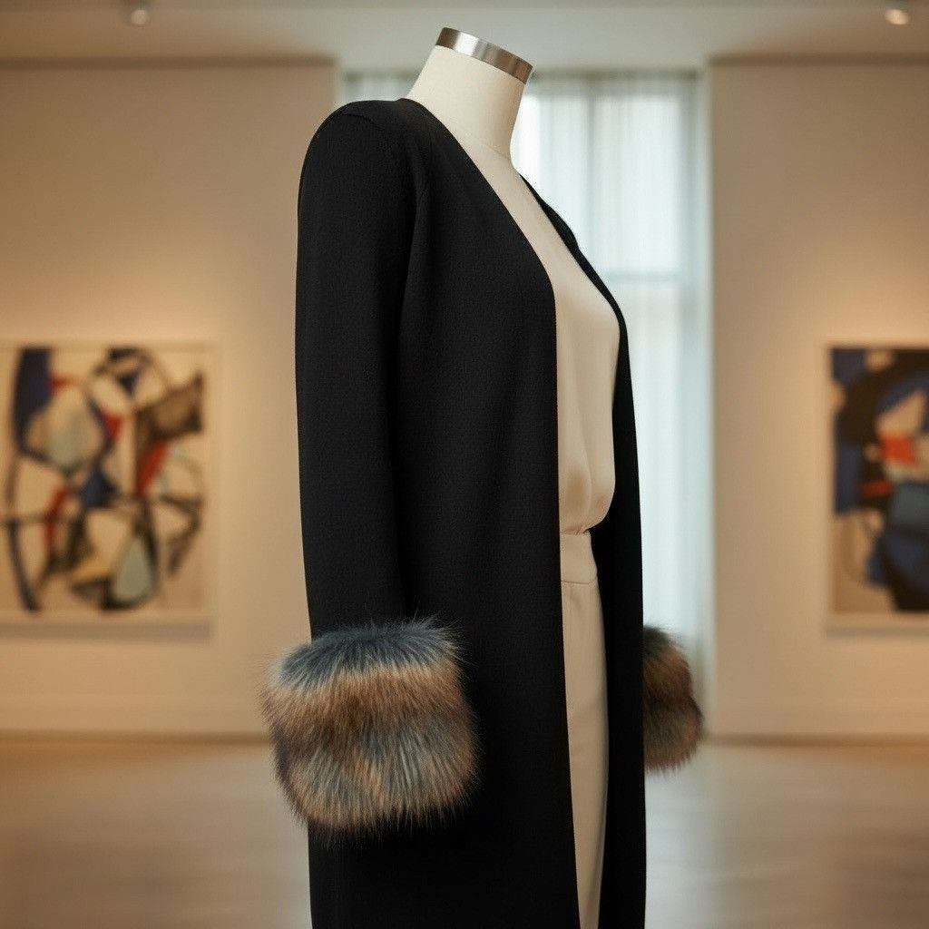 J.McLaughlin J. McLaughlin Cashmere Wool Fur Trim Sleeve Elevated Cardi Size XS / US 0-2 / IT 36-38 - 6 Thumbnail