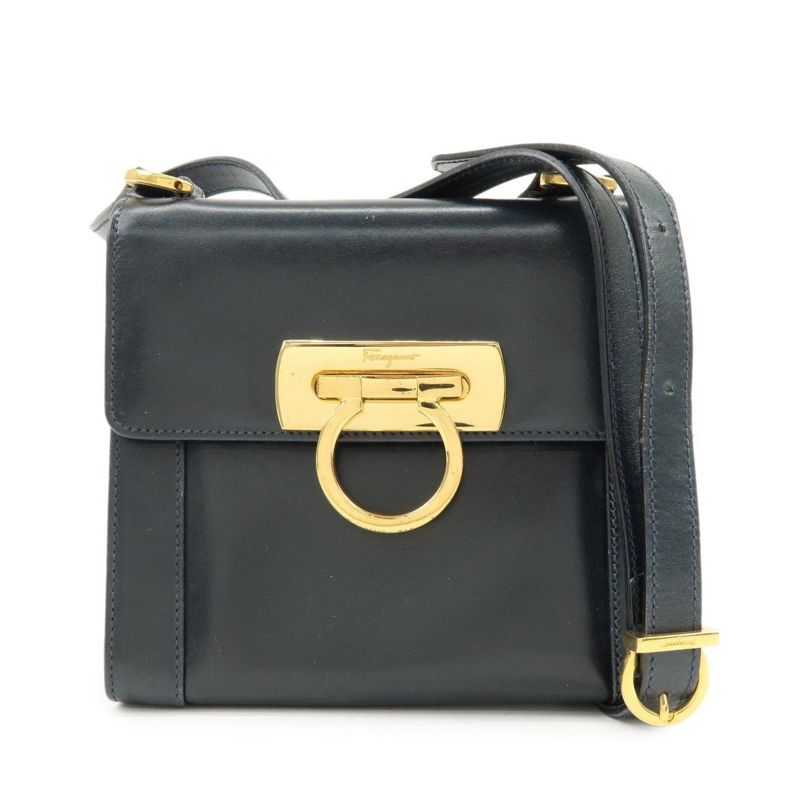 Salvatore Ferragamo Ferragamo Gancini Leather Crossbody Bag Navy Size ONE SIZE - 1 Thumbnail