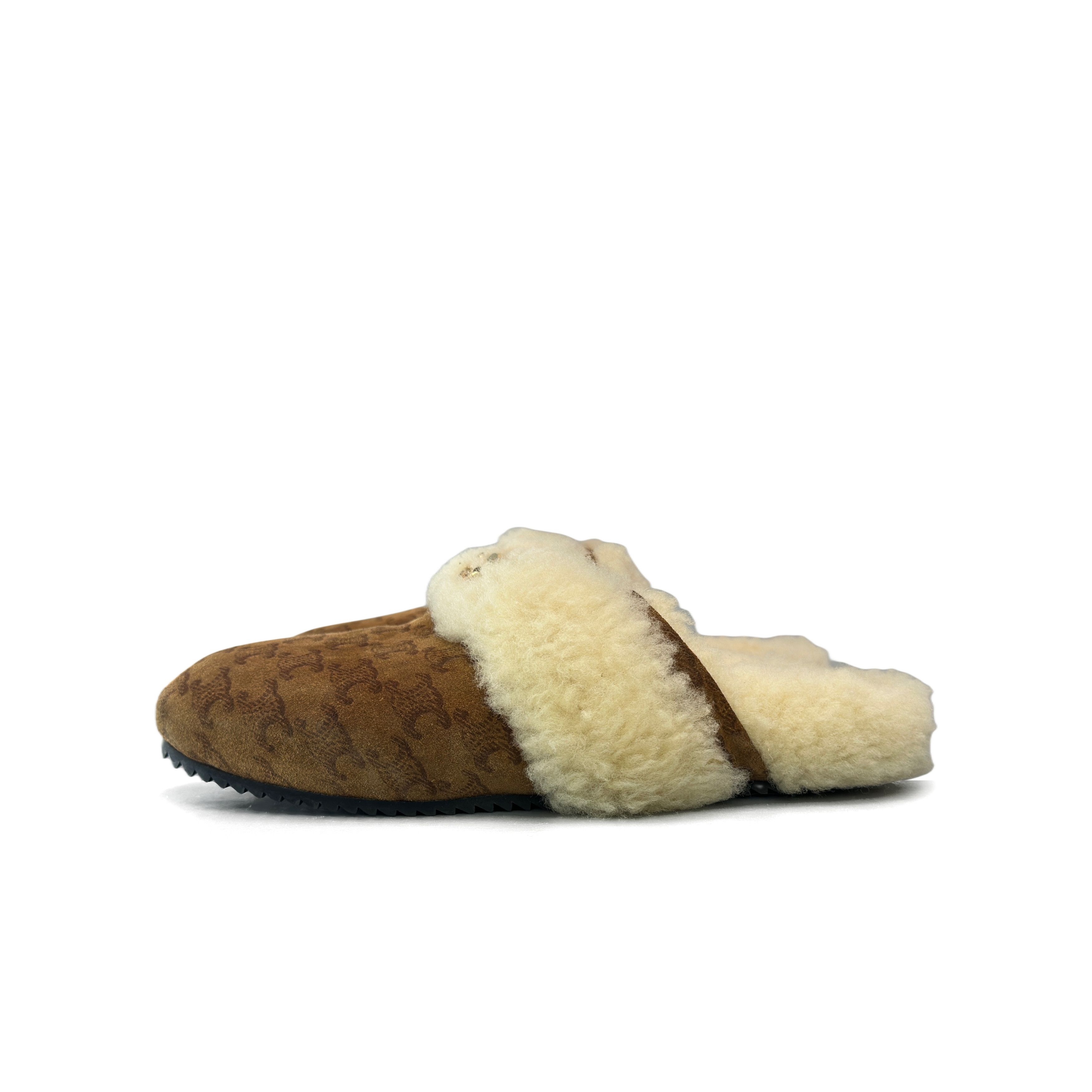 Celine Celine Triomphe Shearling Slides Size 38 Size US 8 / IT 38 - 1 Thumbnail