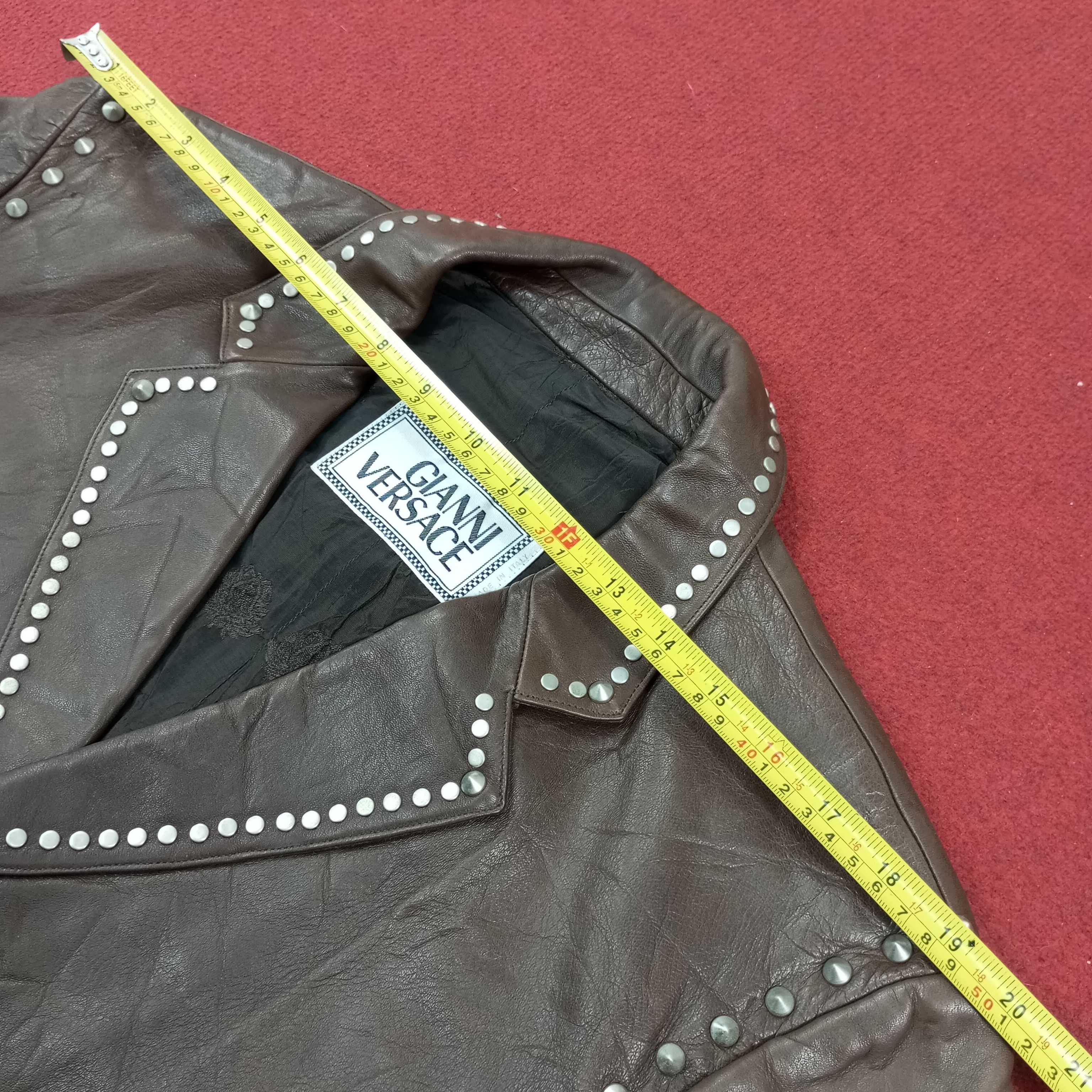 Versace × Vintage Gianni Versace Fashion Brand Leather Blazer Size 38R - 9 Thumbnail