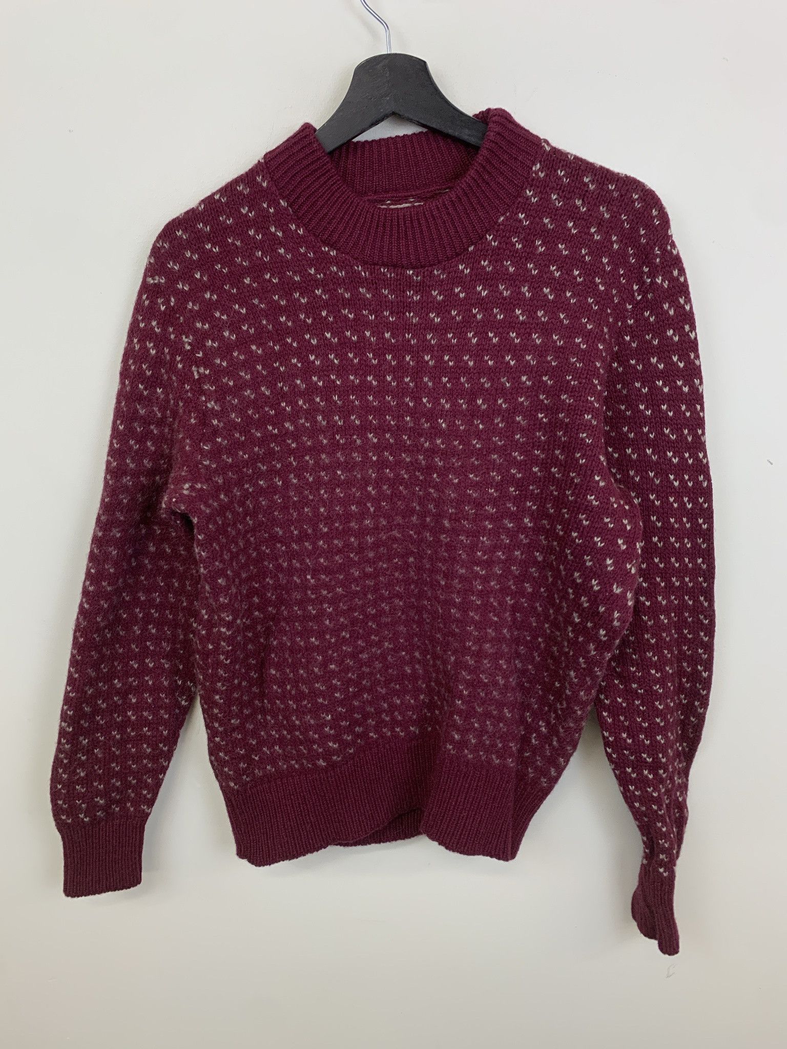 Vintage Vintage Sweater 1990s Knit Maroon Wool Snow Knit Sweater Size S Size US S / EU 44-46 / 1 - 1 Thumbnail