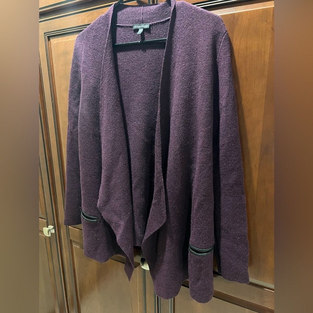 Eileen Fisher Eileen Fisher Purple Plum Open Front Cardigan - S Size S / US 4 / IT 40 - 3 Thumbnail