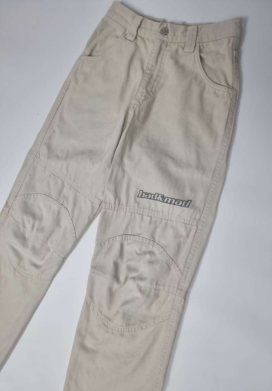 Japanese Brand × Vintage vintage Bad+Mad double knee baggy pants XS womens beige Size 26" / US 2 / IT 38 - 14 Thumbnail