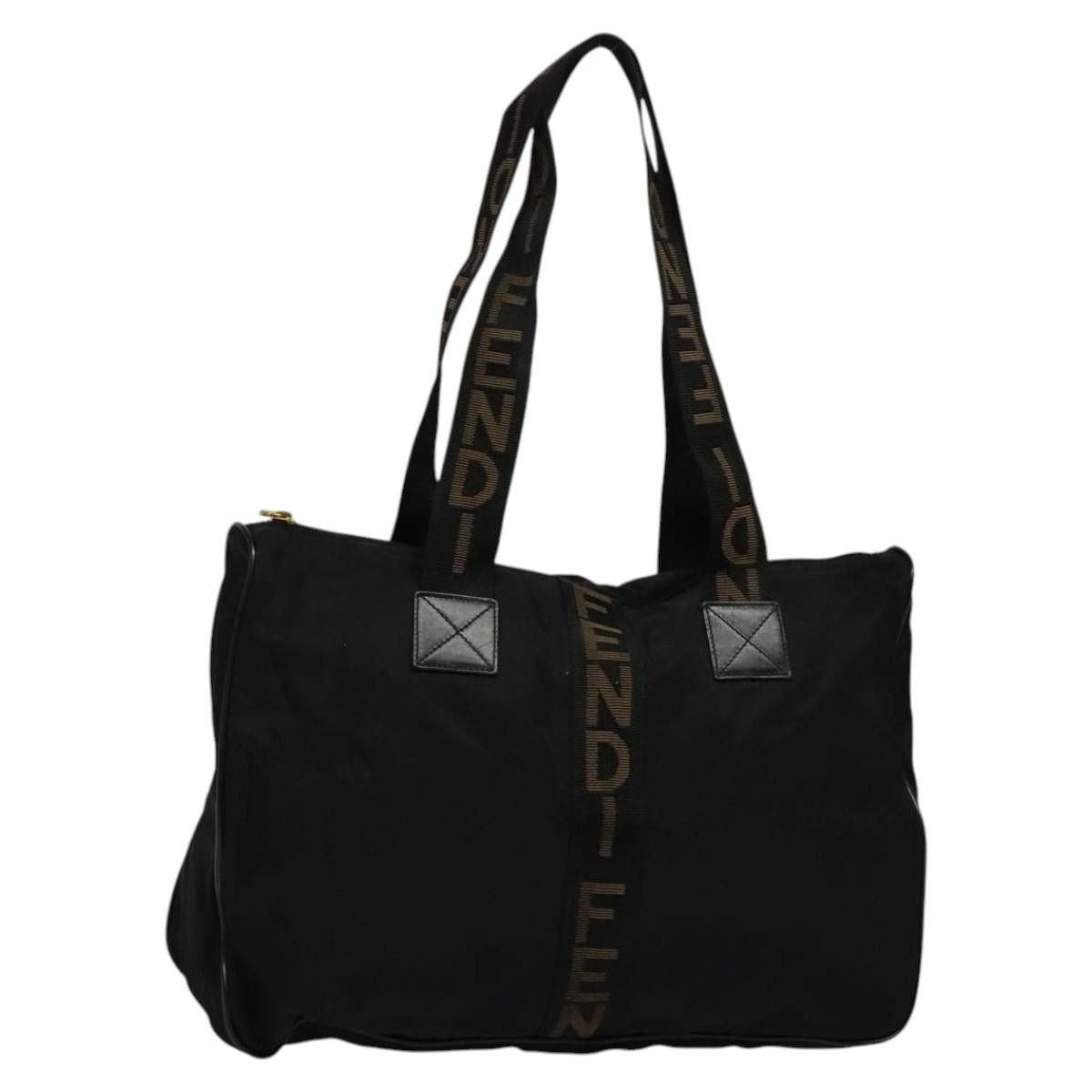 FENDI Shoulder Bag Nylon Black Gold