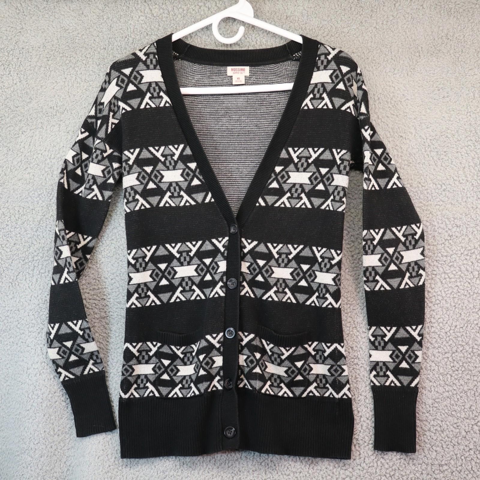 Mossimo Mossimo Cardigan Women XS Black Longline Aztec Boho Vtg 90s Size XS / US 0-2 / IT 36-38 - 1 Thumbnail