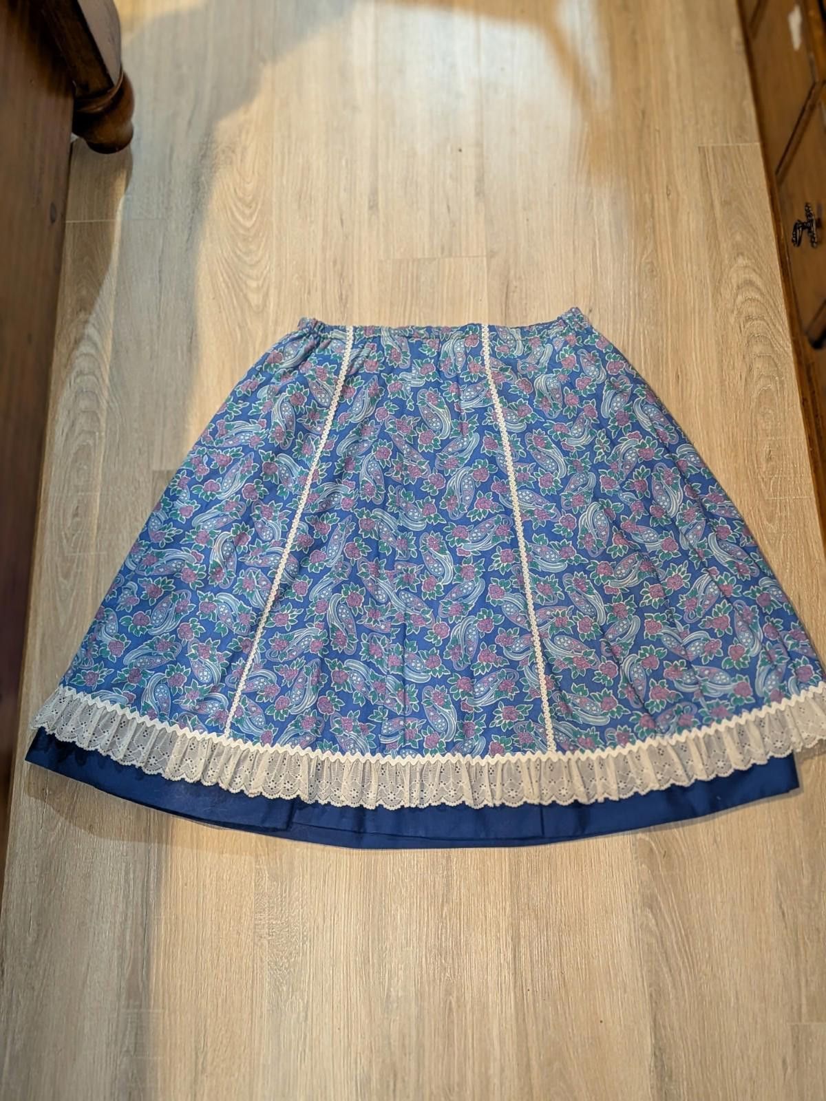 Handmade VTG 70s Handmade Reversible Peasant Cottage Prairie Skirt 18 Size 40" / US 18 - 2 Thumbnail
