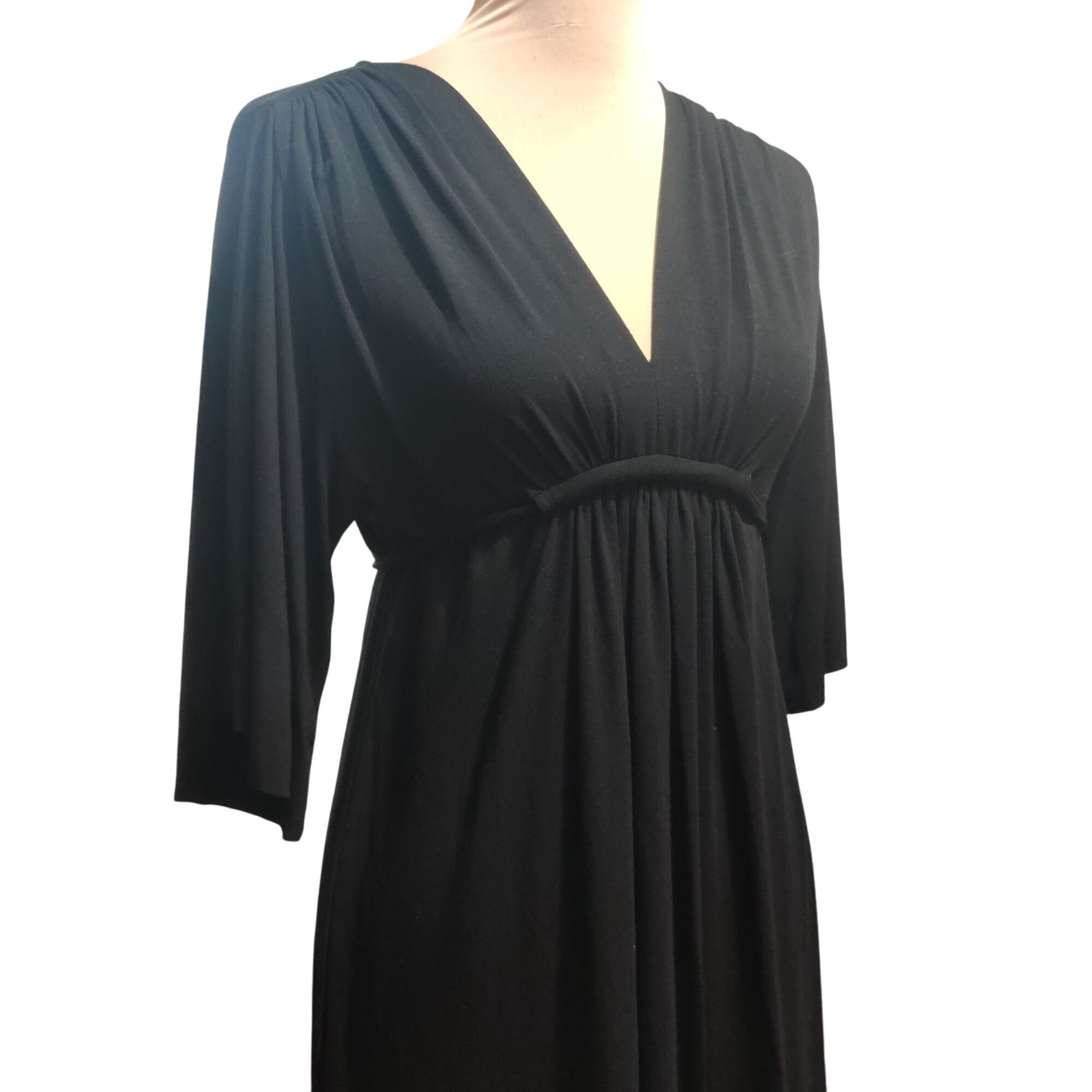 Other Olian XS Black V-Neck Maternity Dress Empire Tie Waist Knit Size XS / US 0-2 / IT 36-38 - 2 Thumbnail