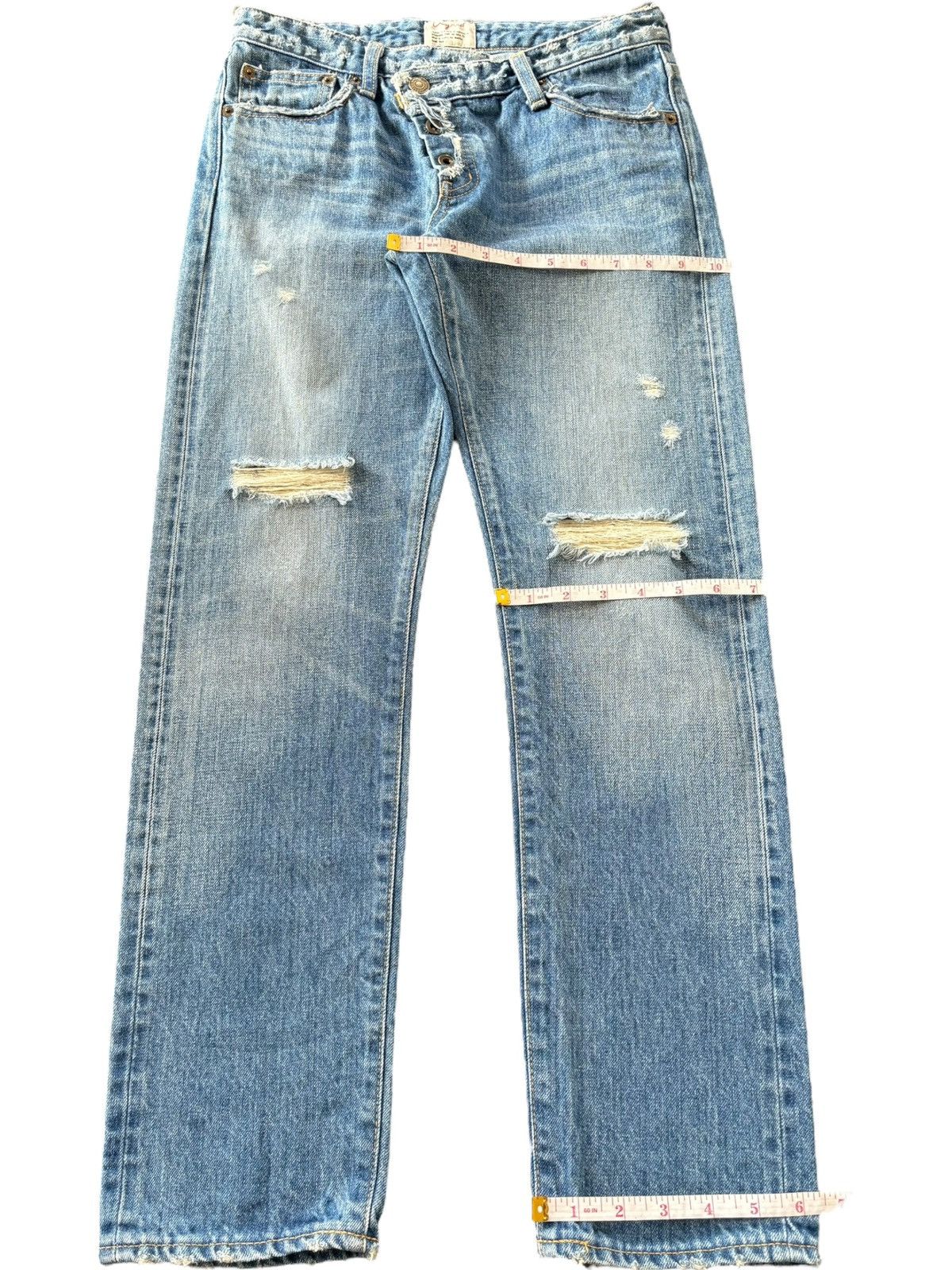 Japanese Brand Vintage Japanese Ungrid Faded Wash Distress Selvedge Jeans Size 28" / US 6 / IT 42 - 8 Thumbnail