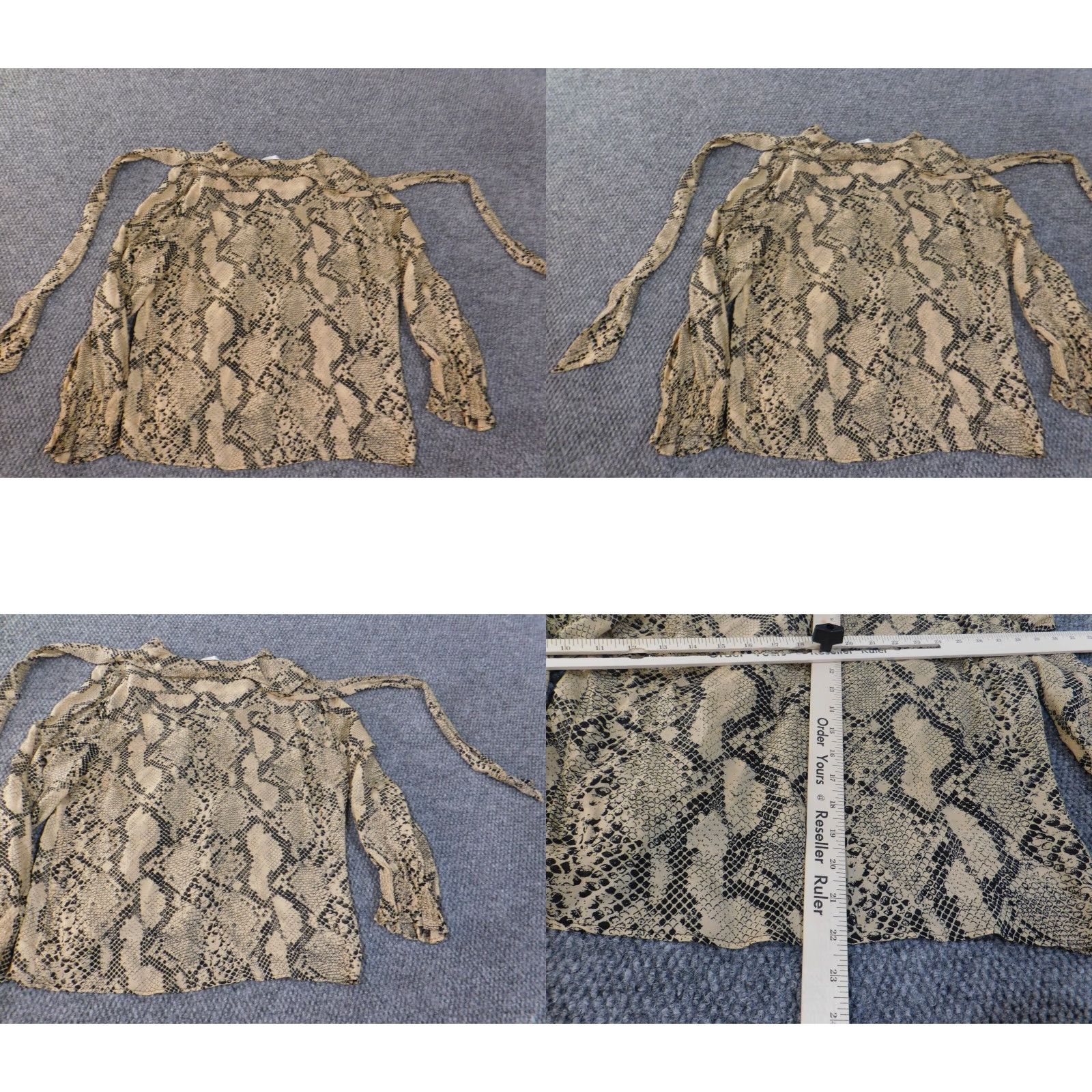 Zara Zara Womens Button-Up Top M Beige Animal Print V-Neck Long Sleeve Regular Knit Cotton Polyester Modern Basic Womens Size M / US 6-8 / IT 42-44 - 8 Thumbnail