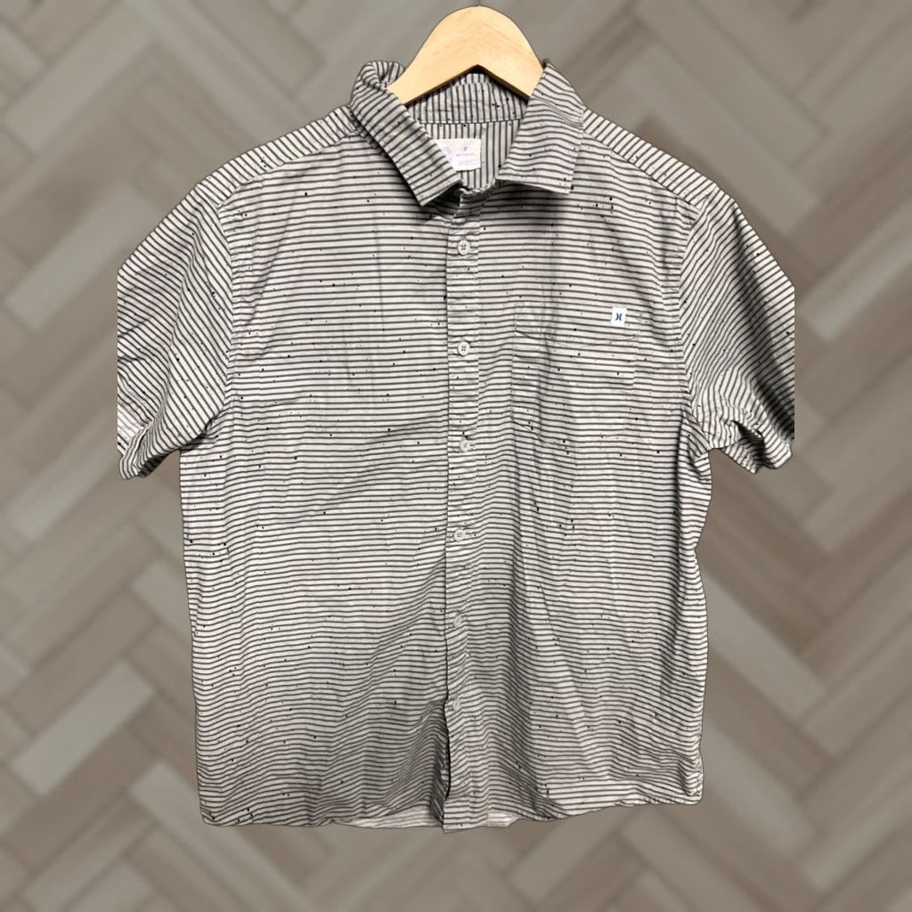 Hurley Hurley Shirt Mens Medium Gray Striped Button-Up Stretch Cotton Blend Casual Size US M / EU 48-50 / 2 - 1 Thumbnail