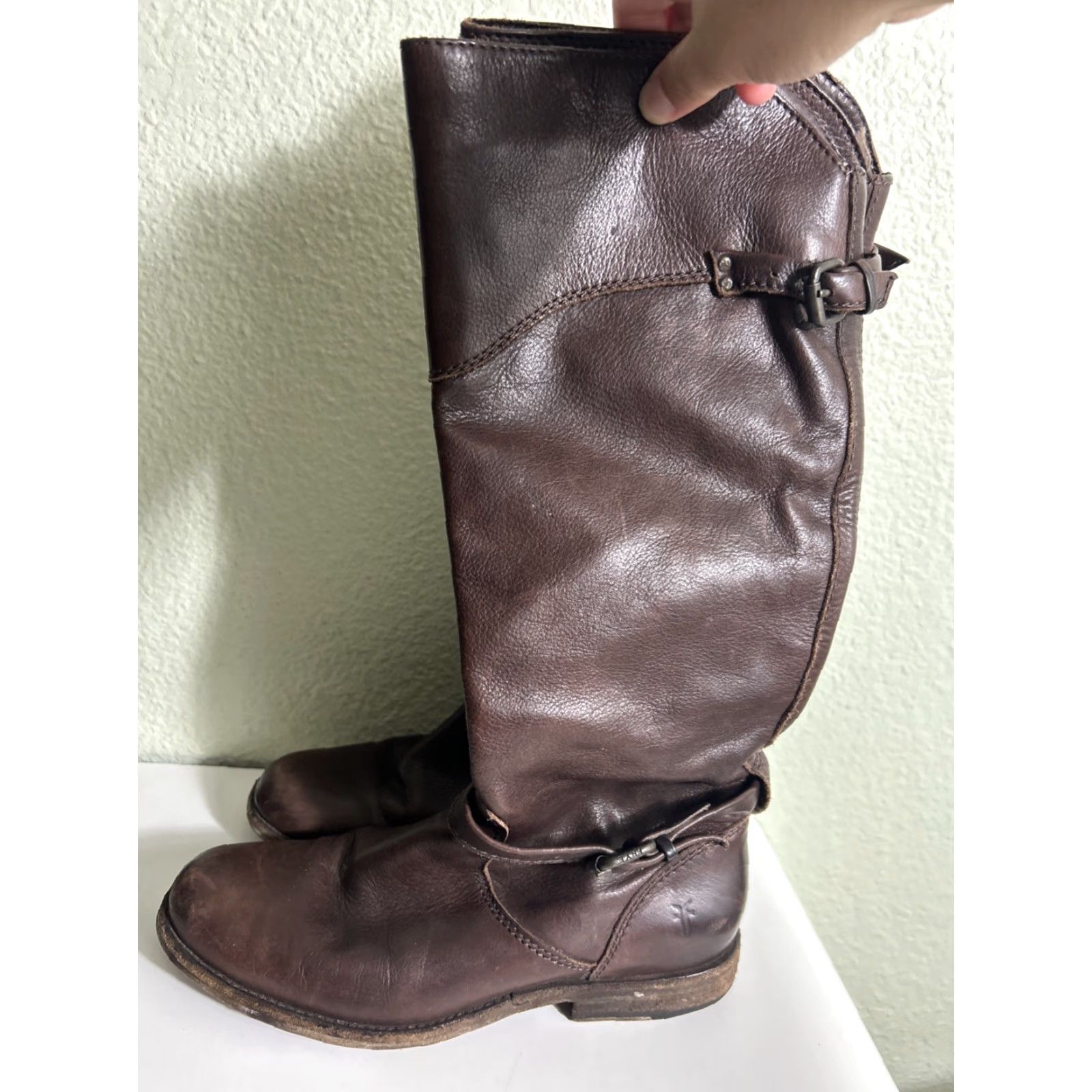Frye Frye Boots Knee-High Brown Leather Pull On 8B Women’s Shaft Knee-High Casual, Workwear, Party/Cocktail, Business Size US 8 / IT 38 - 7 Thumbnail