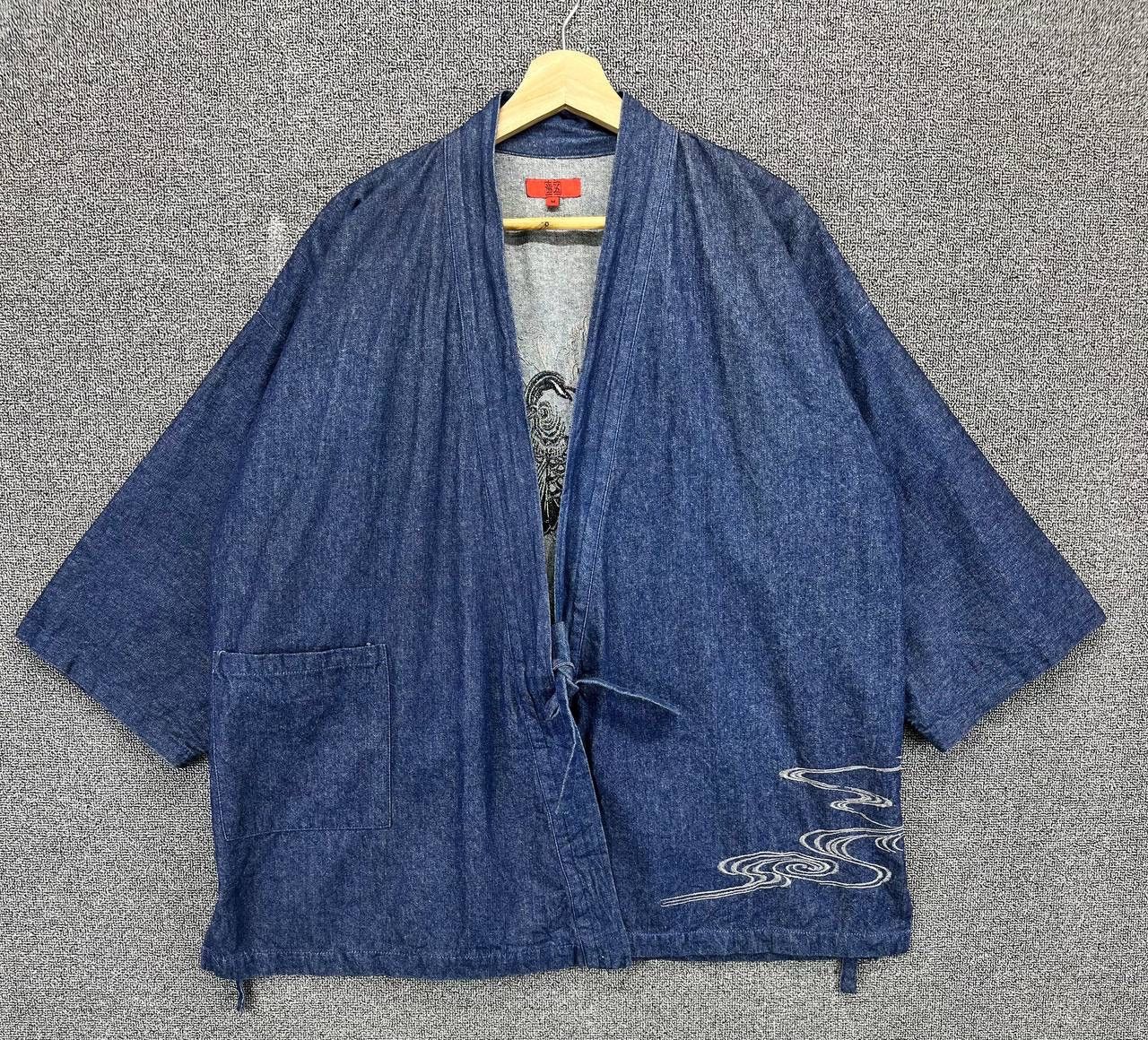 Japanese Brand Vintage Japanese Koi Fish Embroidered Denim Kimono Jacket Size US L / EU 52-54 / 3 - 4 Thumbnail