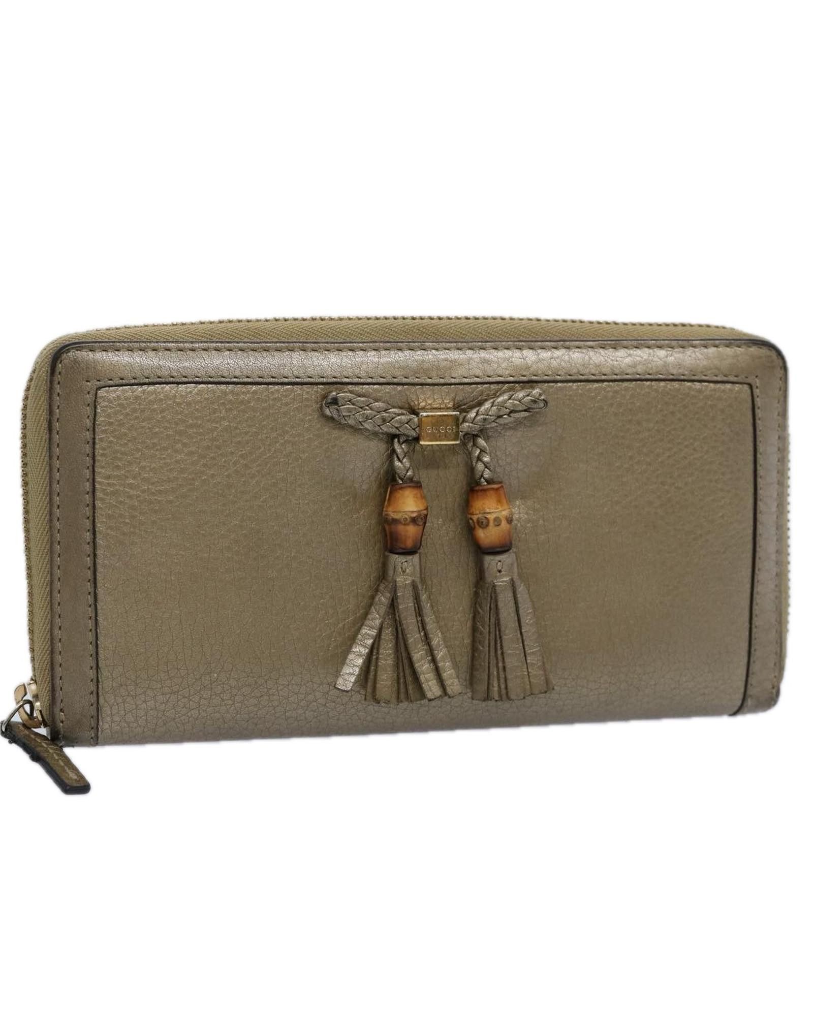 image of Gucci Gray Leather Long Wallet By Italian Designer in Grey, Women's