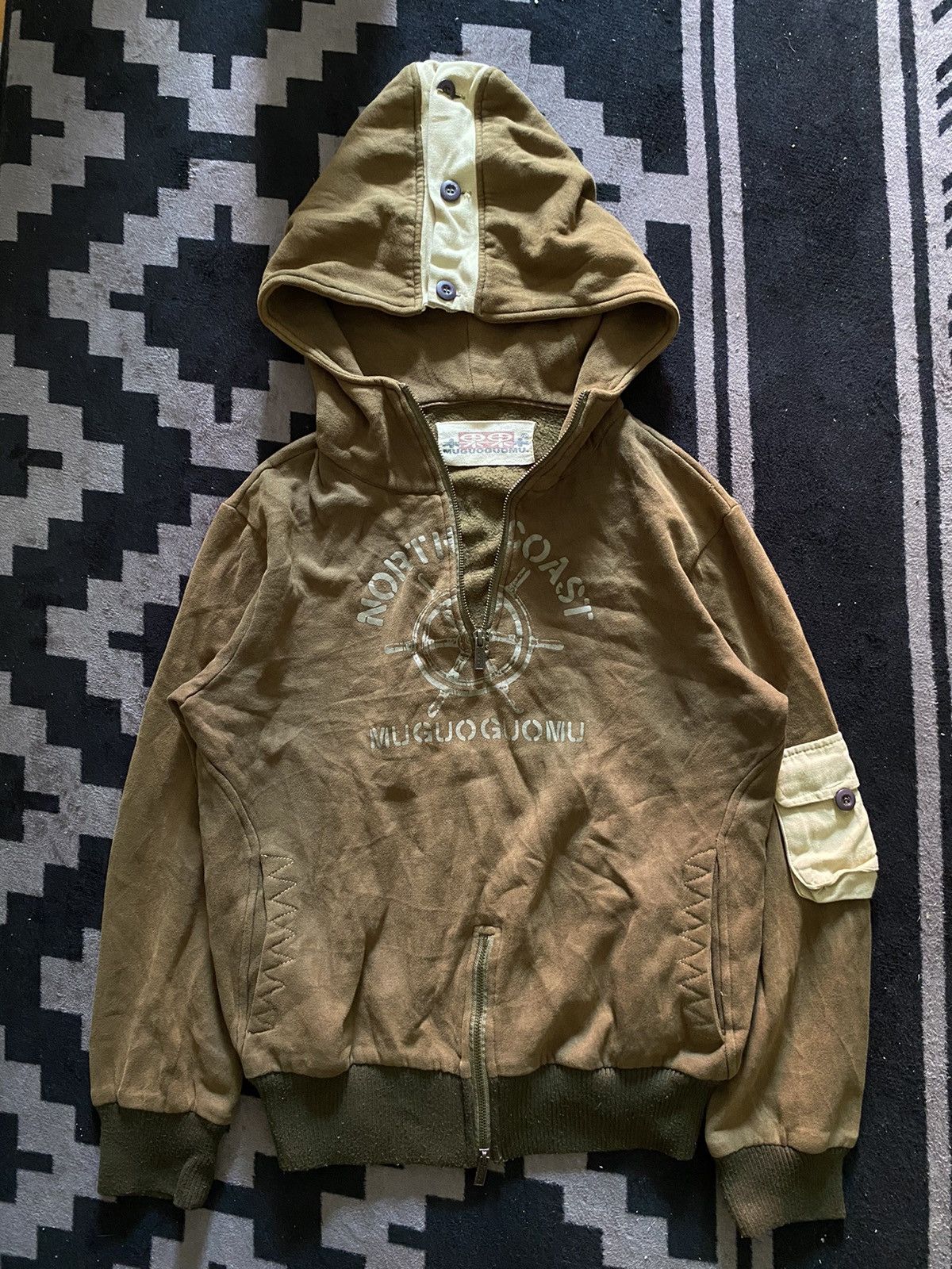 Japanese goa style muguoguomu pocket halfzip hoodie
