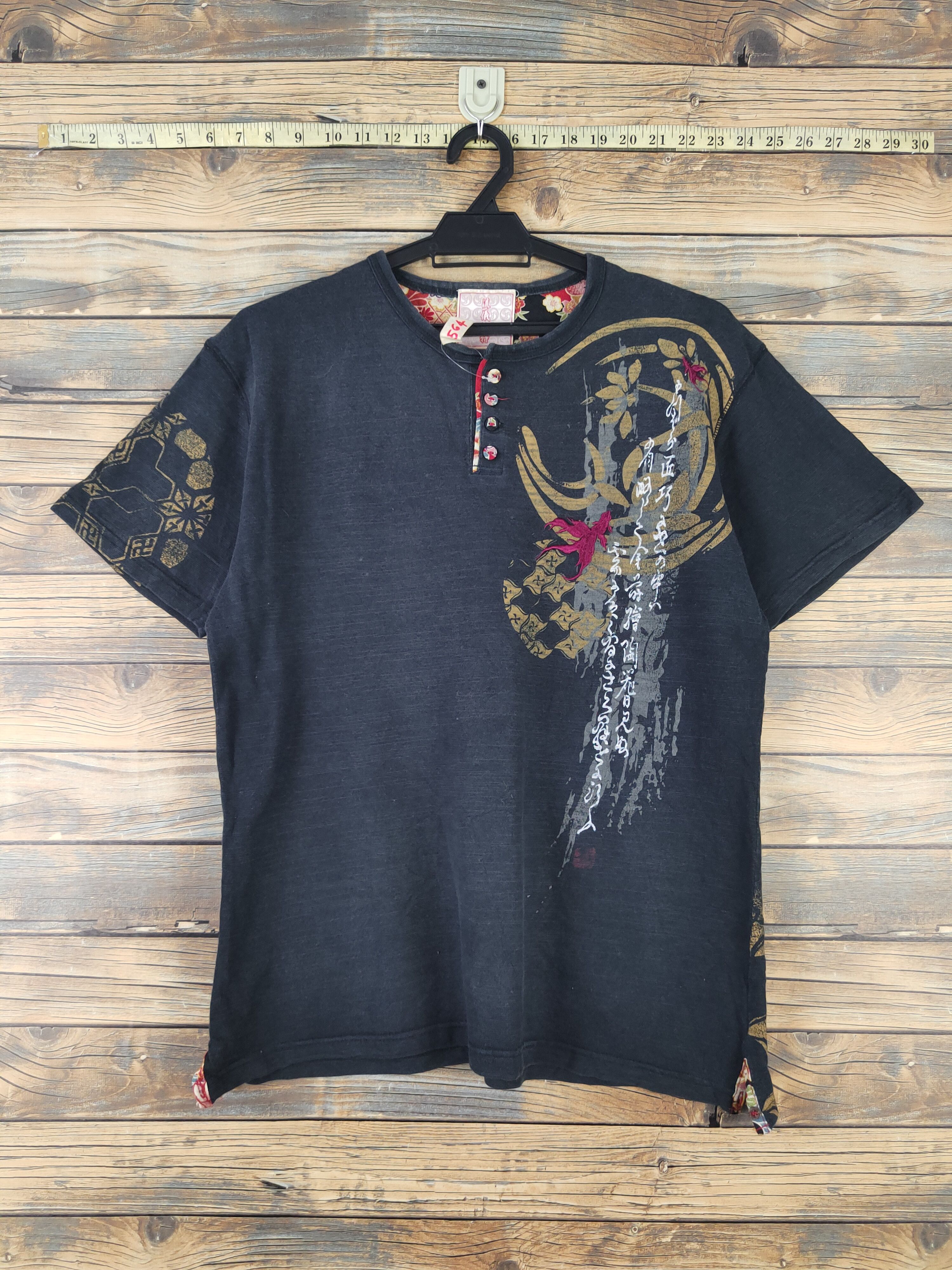 Japanese Brand DL Japan vintage embroidered Black Faded tee #564 Size US M / EU 48-50 / 2 - 1 Thumbnail