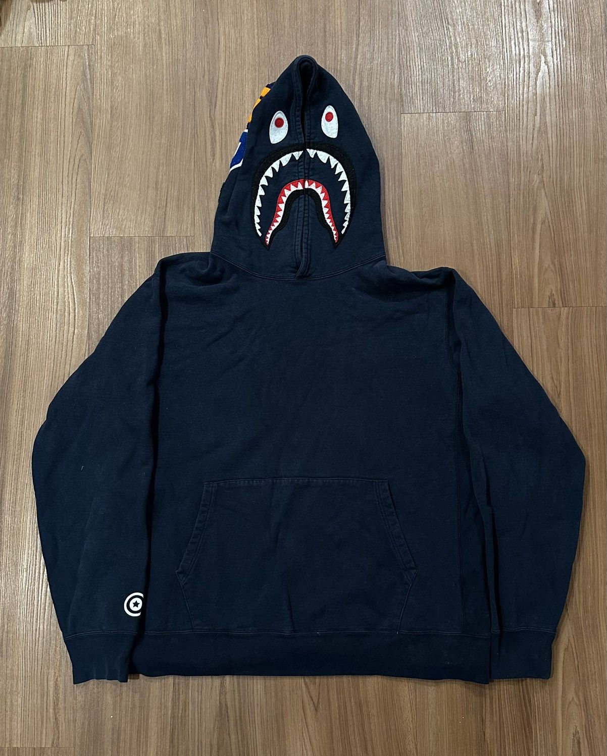 Bape Navy Shark Pullover Hoodie Size XXL