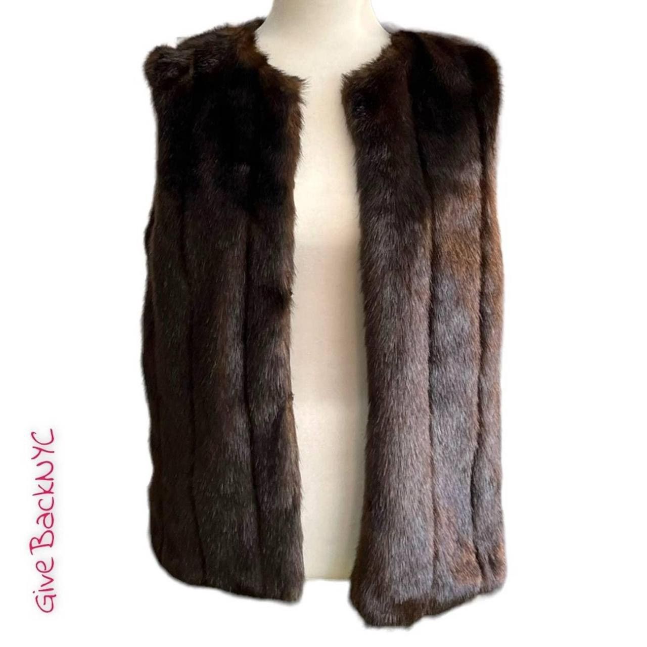 Vintage Dennis Basso 2pc Denim Jacket Brown Faux Fur Removable Vest Size S / US 4 / IT 40 - 4 Thumbnail