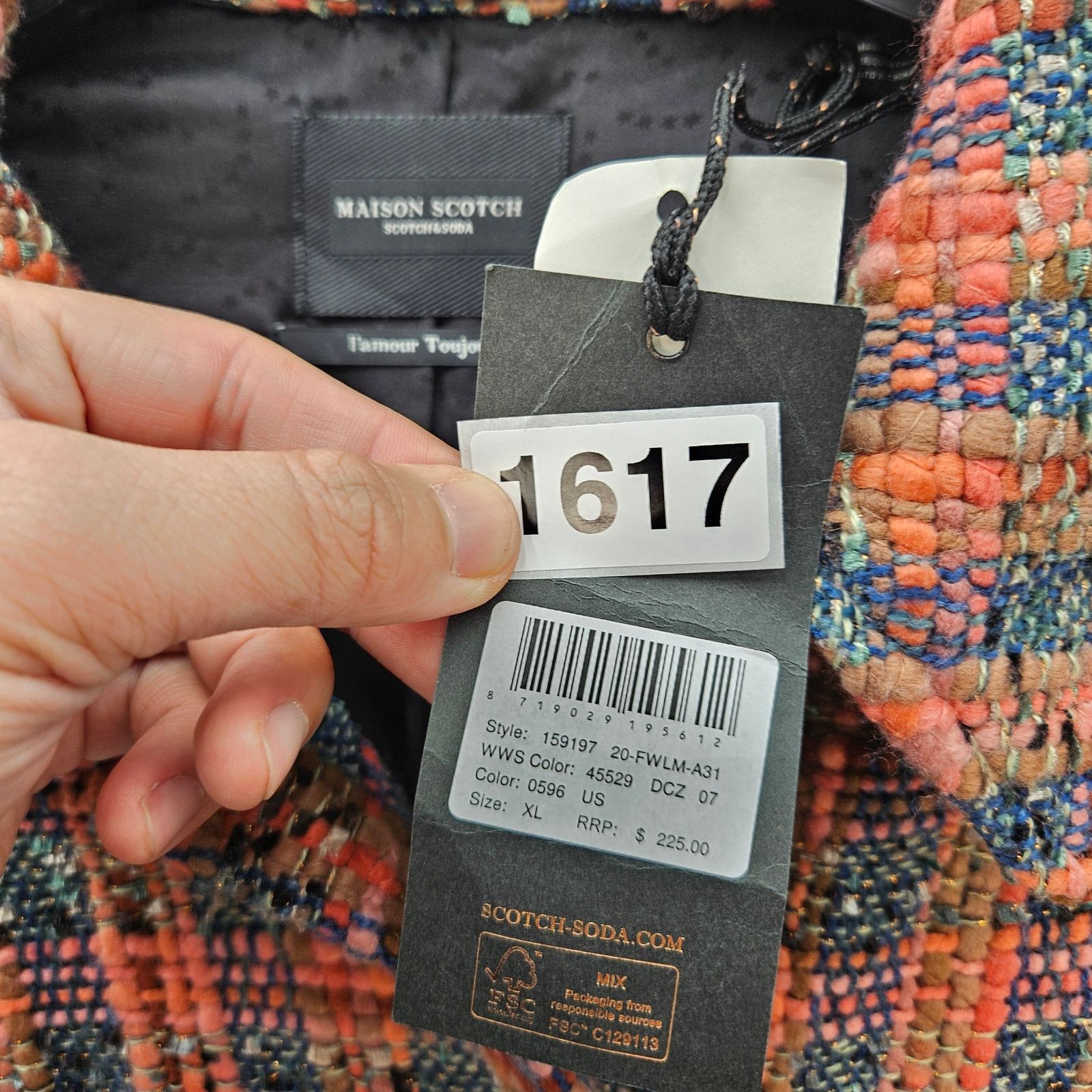 Scotch & Soda SCOTCH & SODA WOMEN'S XL WOOL-BLEND TWEED SHIRT JACKET Size XL / US 12-14 / IT 48-50 - 5 Thumbnail