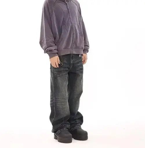 VIBE Vintage deconstructed corrugated micro-flared denim trousers Size US 32 / EU 48 - 2 Thumbnail