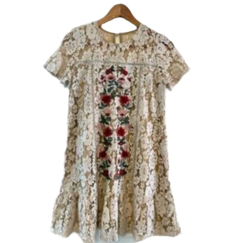 Other Mi Ami Vintage Inspired Embroidered Lace Boho Dress Beige Size XXS / US 00 / IT 34 - 1 Thumbnail