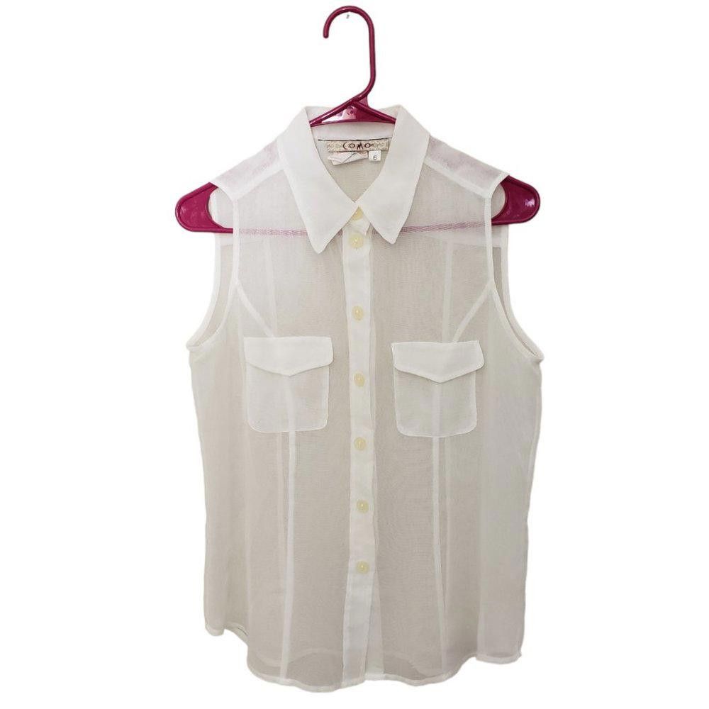 Designer CT1384a Ladies White Sleeveless Button Down Top Size 6 Size M / US 6-8 / IT 42-44 - 1 Thumbnail
