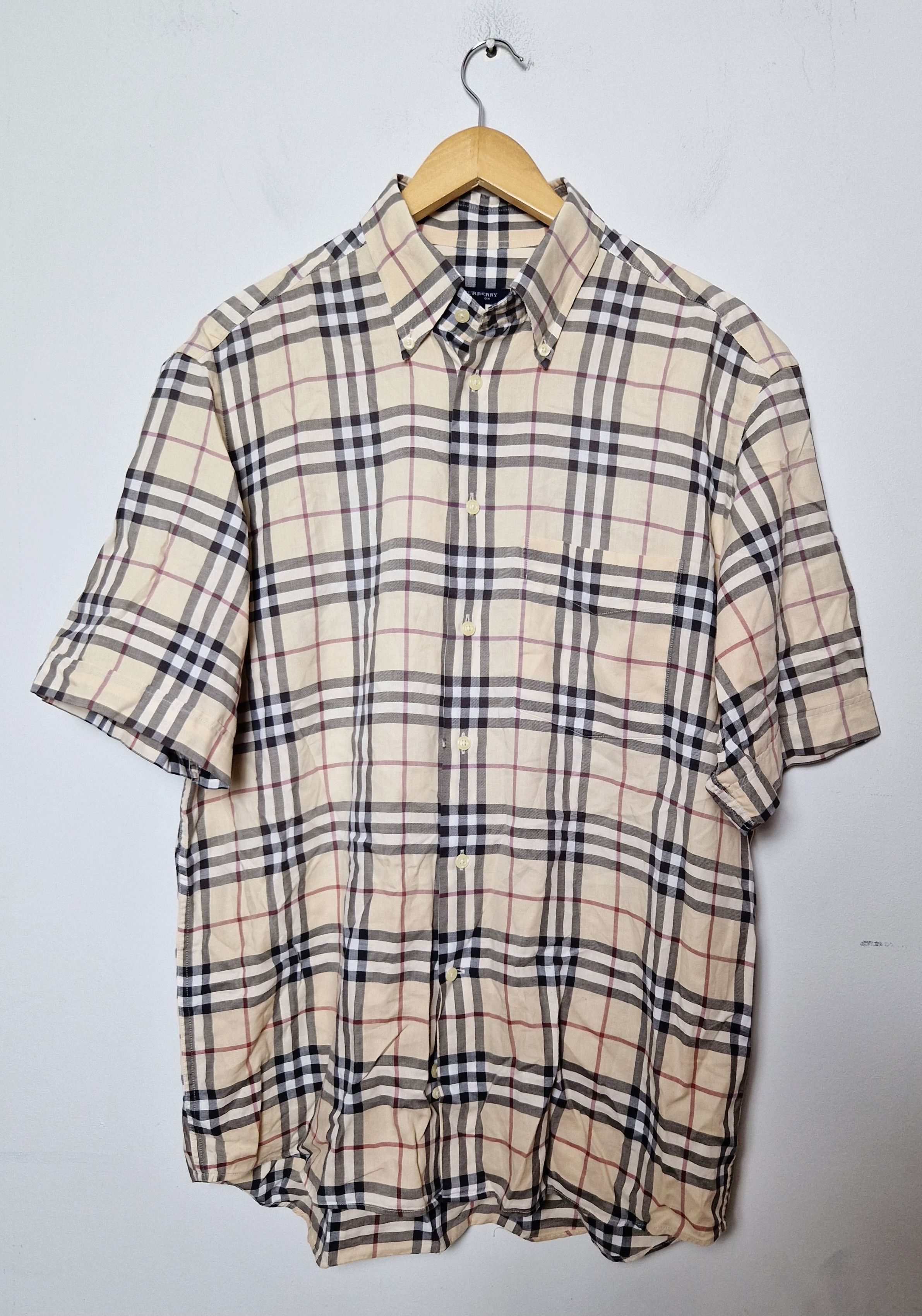 image of Burberry Nova Check Fullprint Shirt in Beige, Men's (Size Large)