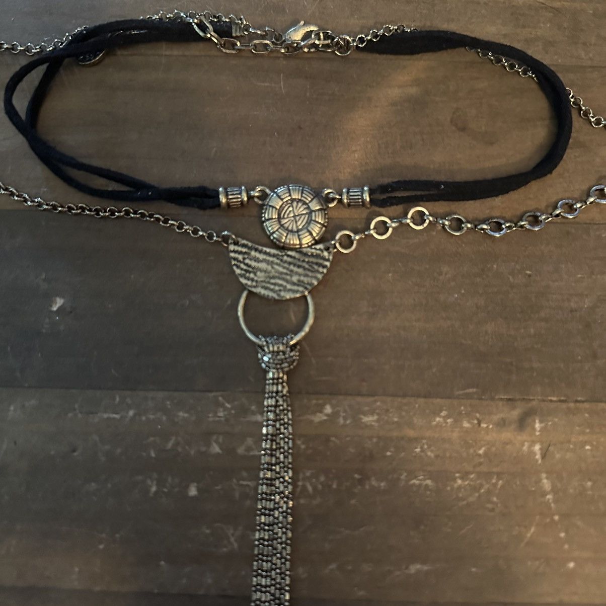 Other Bronze tone double chain layered pendant necklace Size ONE SIZE - 2 Thumbnail