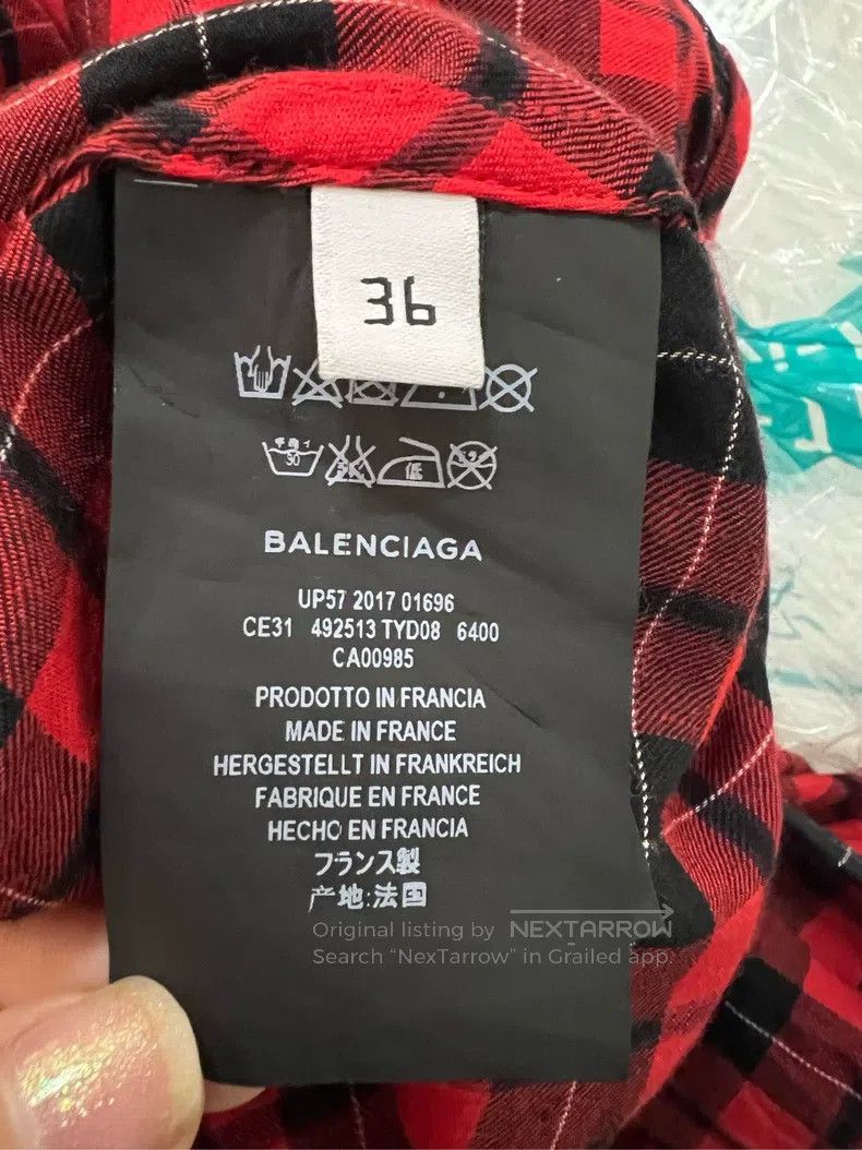 Balenciaga Balenciaga Back Logo plaid shirt red Size XS / US 0-2 / IT 36-38 - 4 Thumbnail