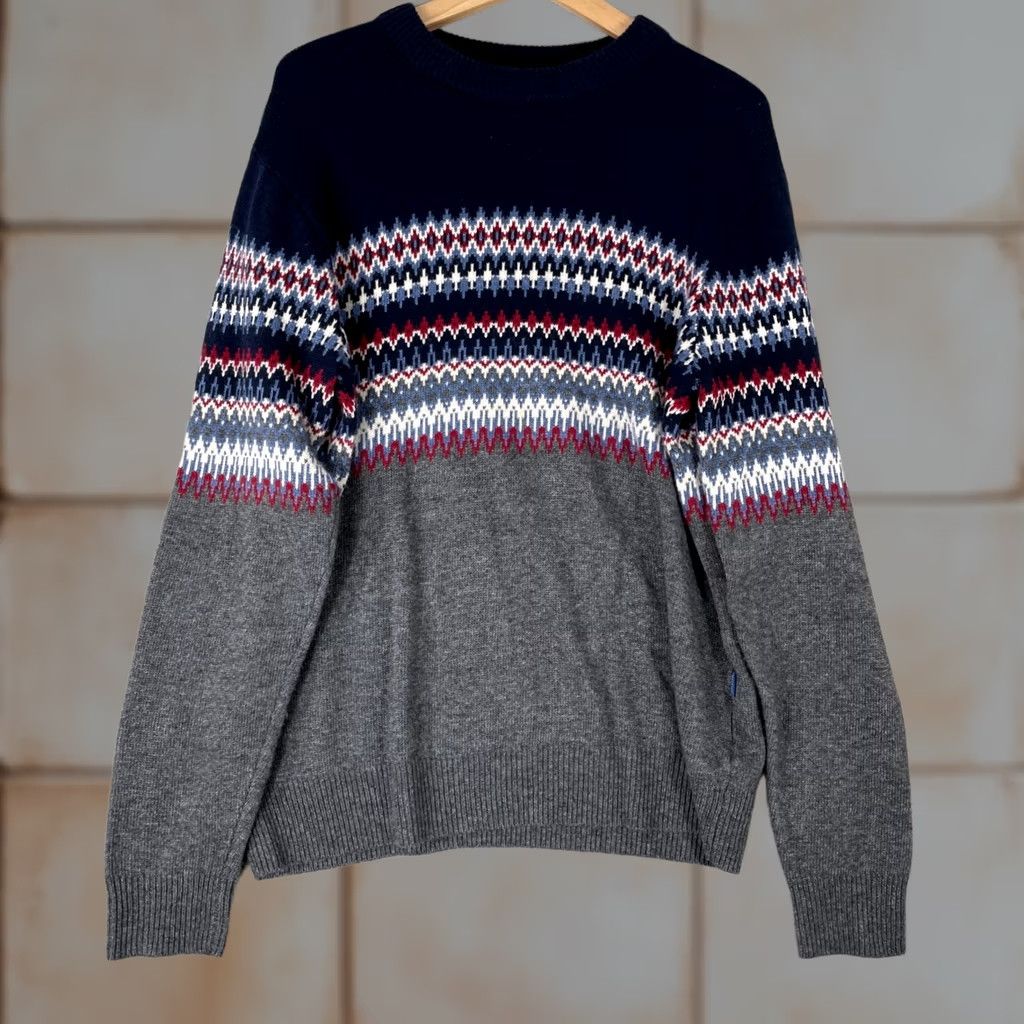 Vineyard Vines Vineyard Vines Sweater Mens Medium Blue Fair Isle Crew Neck Merino Alpaca Blend Pullover Size US M / EU 48-50 / 2 - 1 Thumbnail