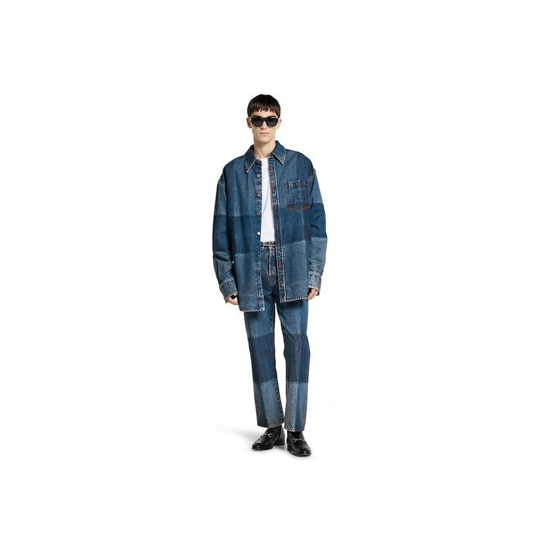 Gucci o1loc1c1125 822185 Cotton Denim Shirt in Blue Size US M / EU 48-50 / 2 - 6 Thumbnail
