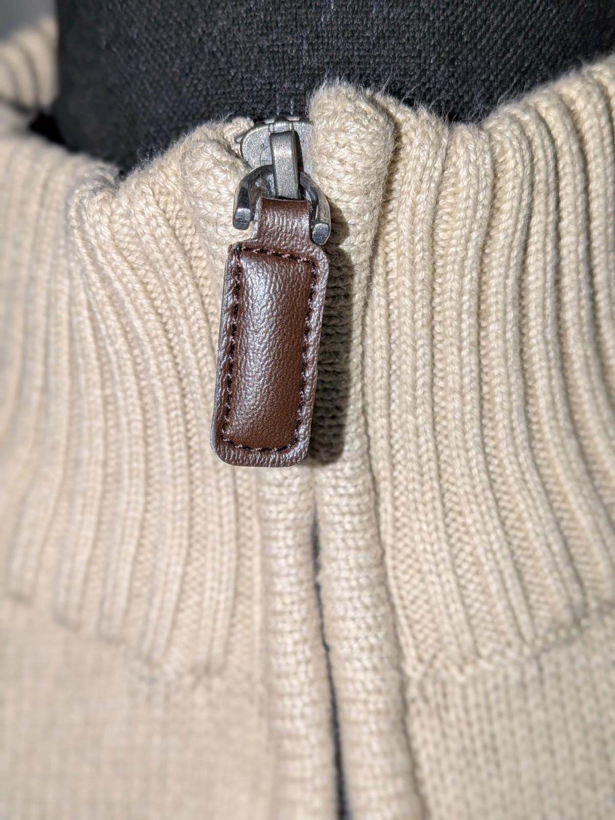 Oscar De La Renta VTG Y2K Oscar De La Renta Tan Plaid Zip Up Mock Neck Sweater Size US L / EU 52-54 / 3 - 2 Thumbnail