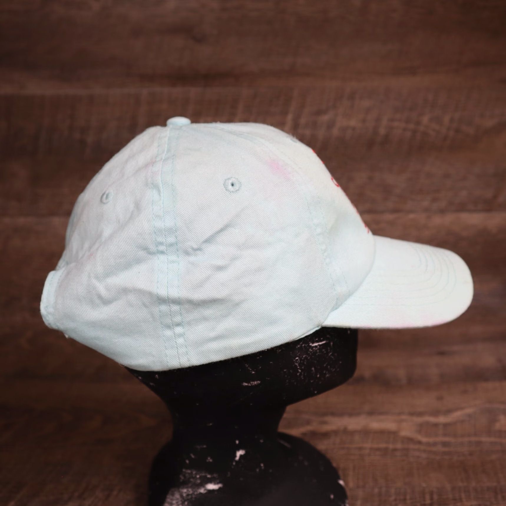Vintage Beach Cap Womens Adjustable Lightweight Embroidered Baseball Cap Light Blue Red Embroider Size ONE SIZE - 3 Thumbnail