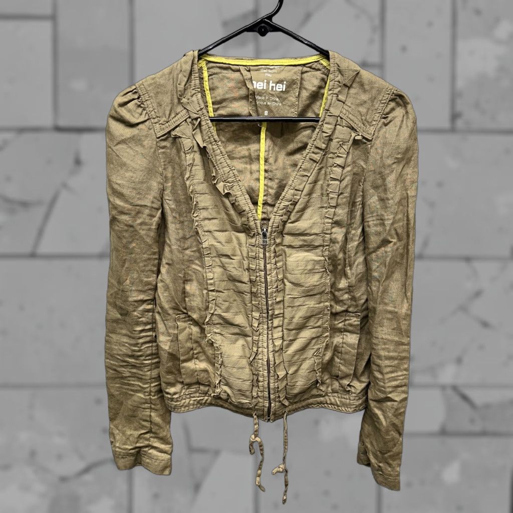 Vintage Hei Hei Womens Jacket Full Zip Casual Linen Beige 8 Regular Fall Winter Size 8 Mens? Size M / US 6-8 / IT 42-44 - 1 Thumbnail