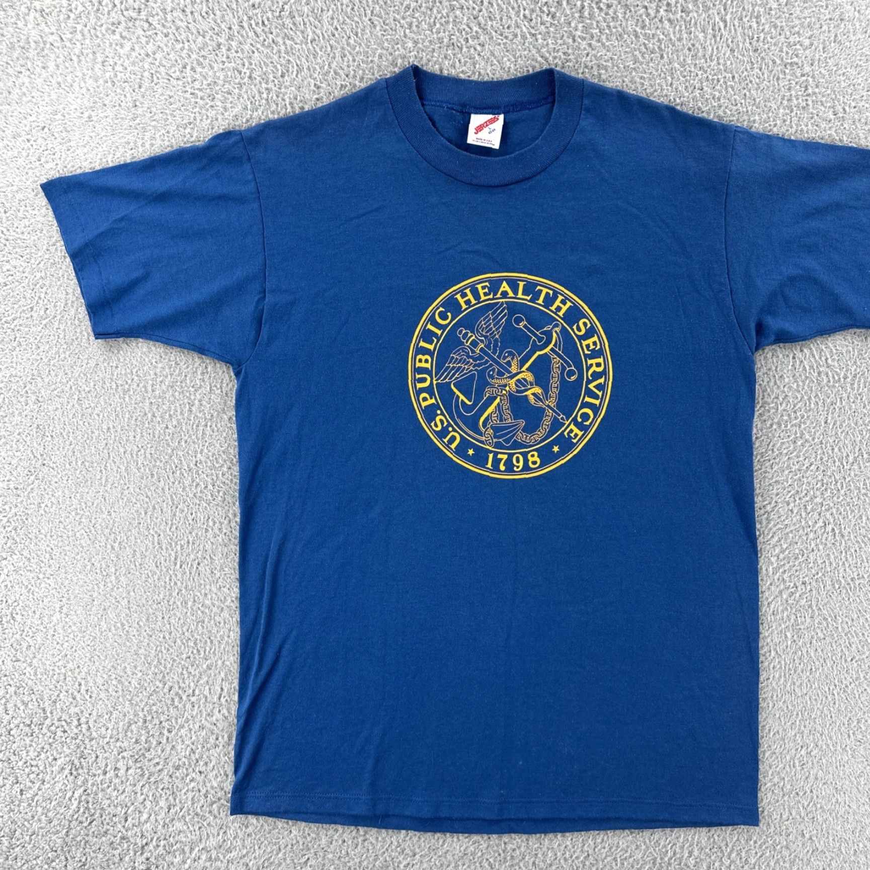 Jerzees VINTAGE Jerzees T-Shirt USA Public Health Service Blue Single Stitch Crew Neck Short Sleeve L Men Size US L / EU 52-54 / 3 - 3 Thumbnail