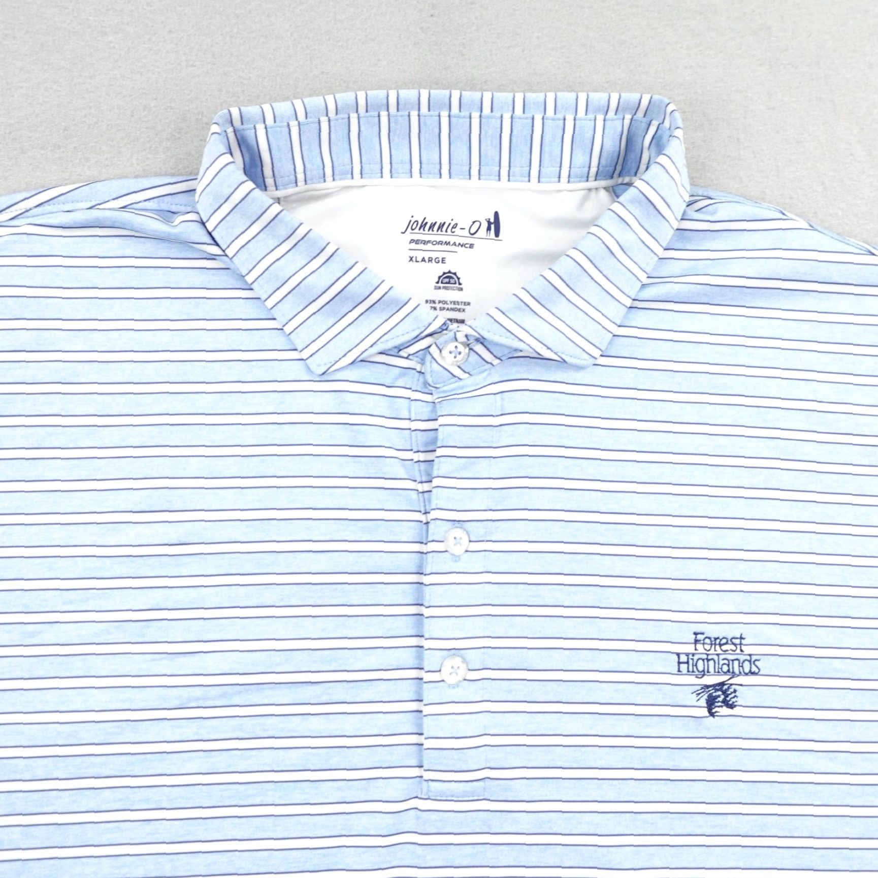johnnie-O johnnie-O Polo Shirt Men XL Blue Stripe Golf UPF 50 Forest Highlands Performance Size US XL / EU 56 / 4 - 2 Thumbnail