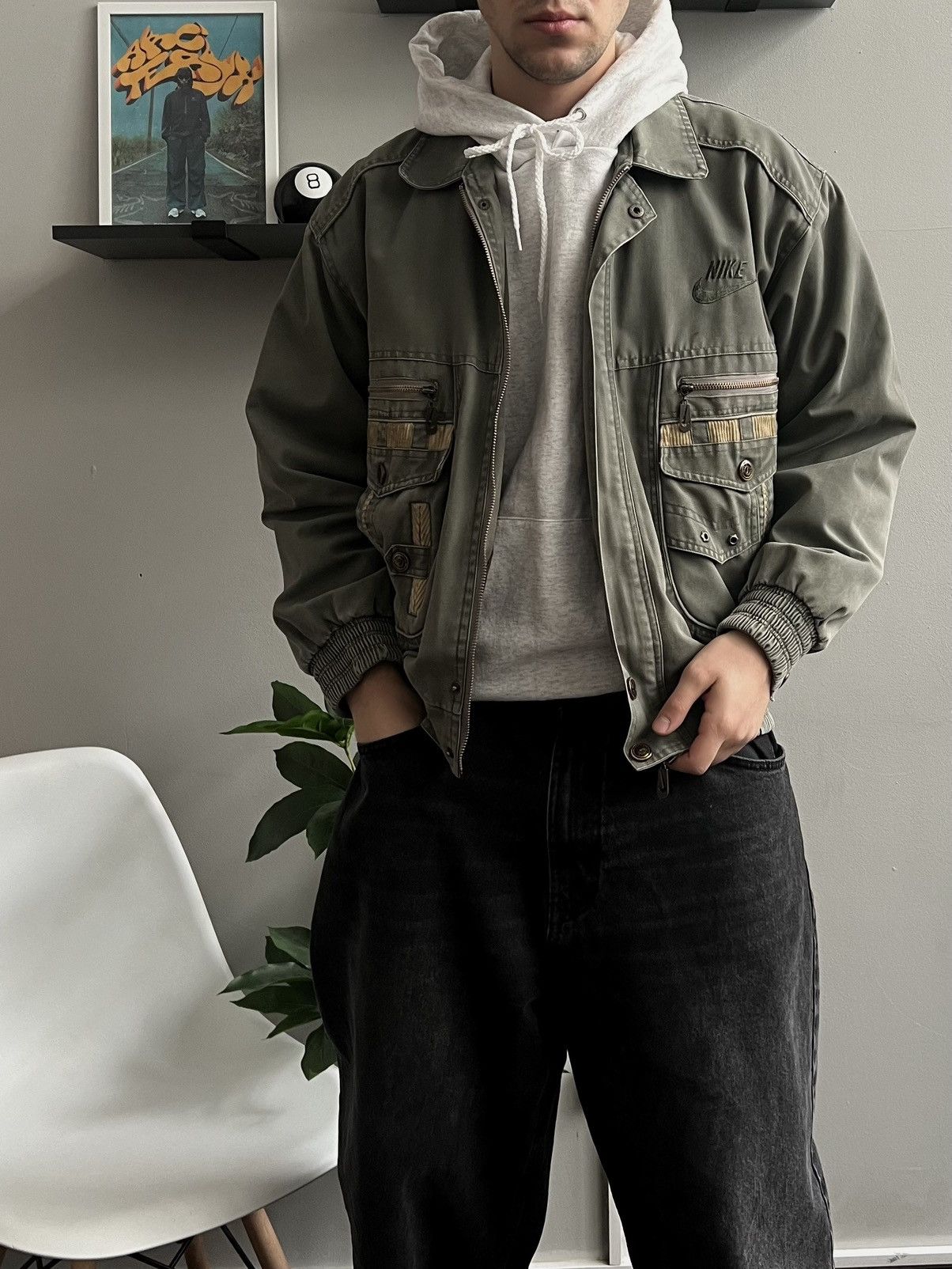 Vintage rare bomber faded jacket Nike