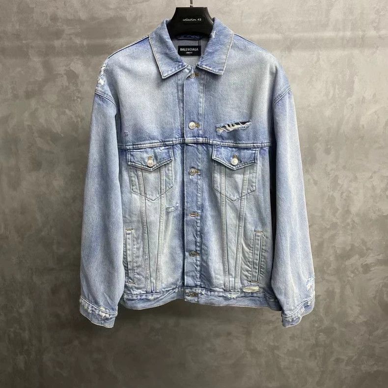 Balenciaga Balenciaga Light Blue Denim Jacket Size US XS / EU 42 / 0 - 1 Thumbnail