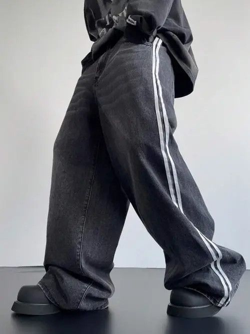 Jean Retro Y2k Denim Jeans Wide Leg Striped Size US 32 / EU 48 - 4 Thumbnail