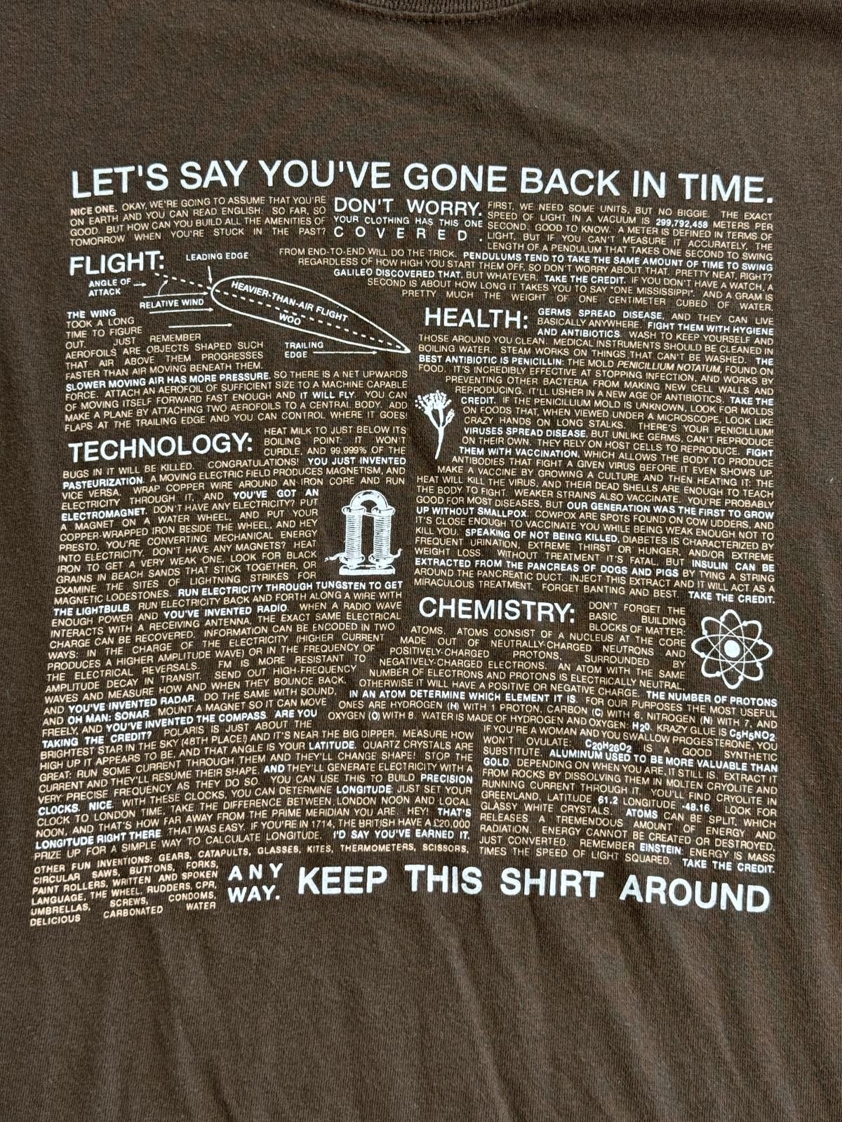 Hanes VTG Time Travel T-shirt Science Cheet Sheet Geek Tee 3XL Size US XXL / EU 58 / 5 - 3 Thumbnail