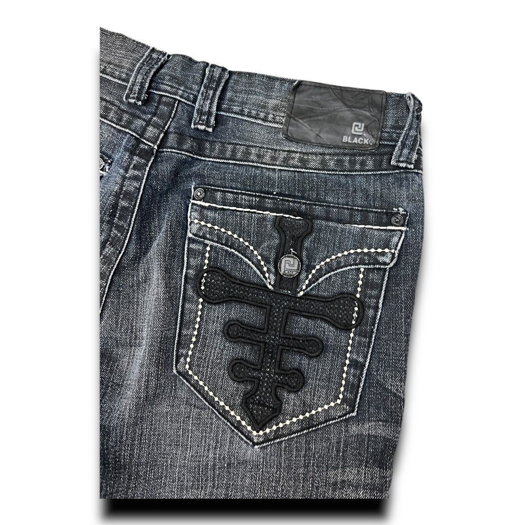 Designer BLACK JAPANESE BRAND DISTRESSED DISIGN DENIM JEANS Size US 34 / EU 50 - 11 Thumbnail