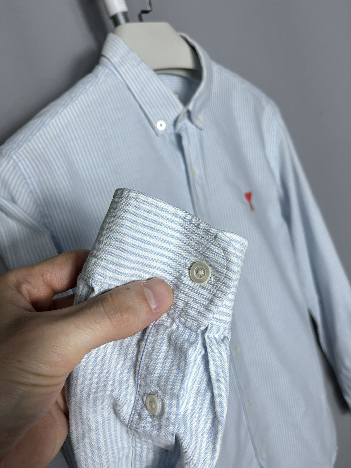 AMI Ami Shirt Button Down Striped Mens Blue Long Sleeve Size US S / EU 44-46 / 1 - 2 Thumbnail