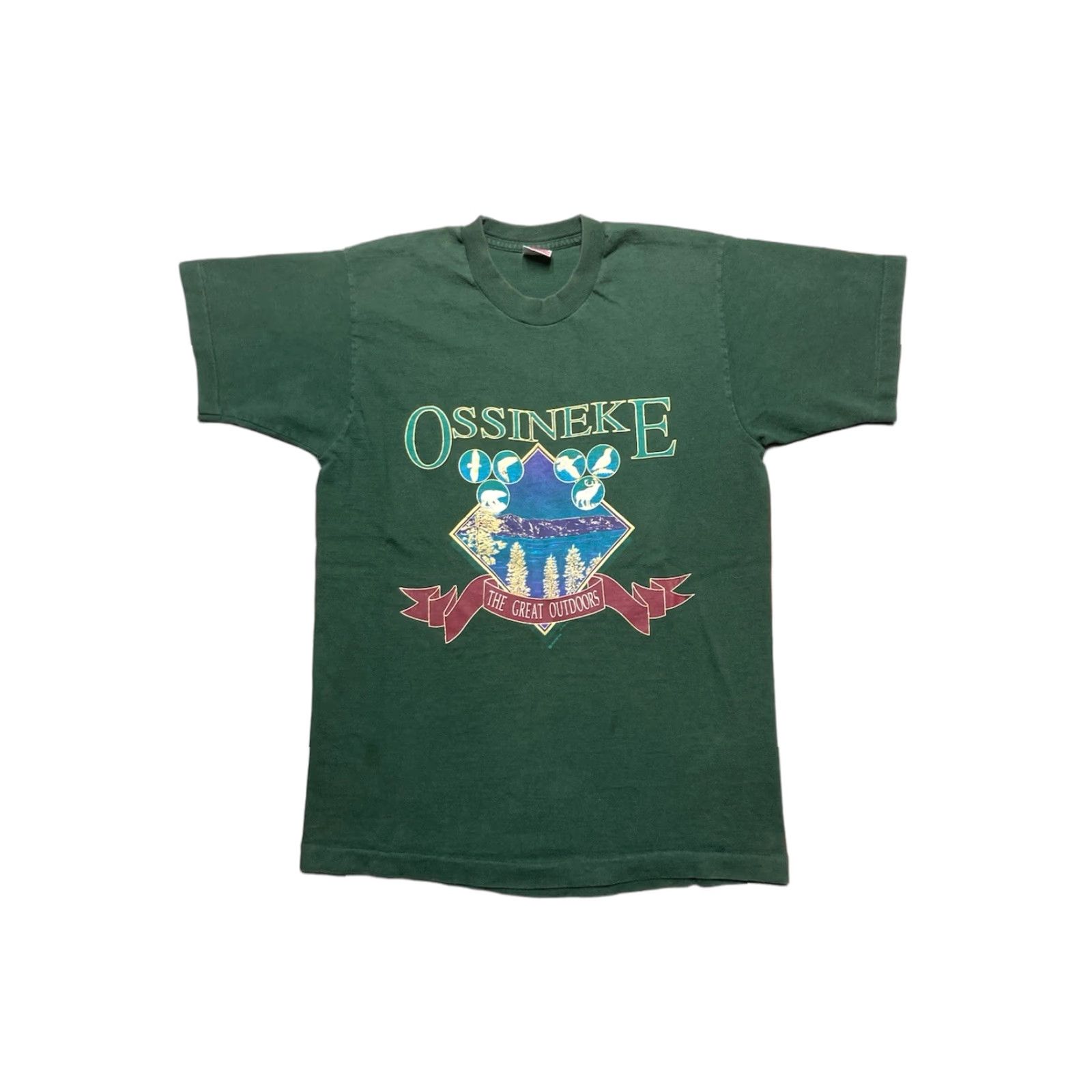 Vintage VINTAGE 90s T Shirt Ossineke Michigan great outdoors animal nature M & M Medium Green Mens Size US M / EU 48-50 / 2 - 1 Thumbnail